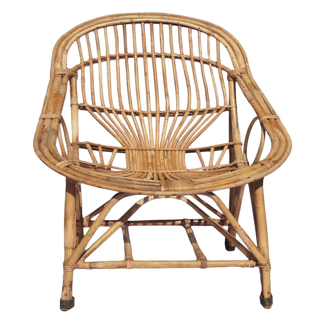 Bamboo Cane Chair with Cushion- Brown
