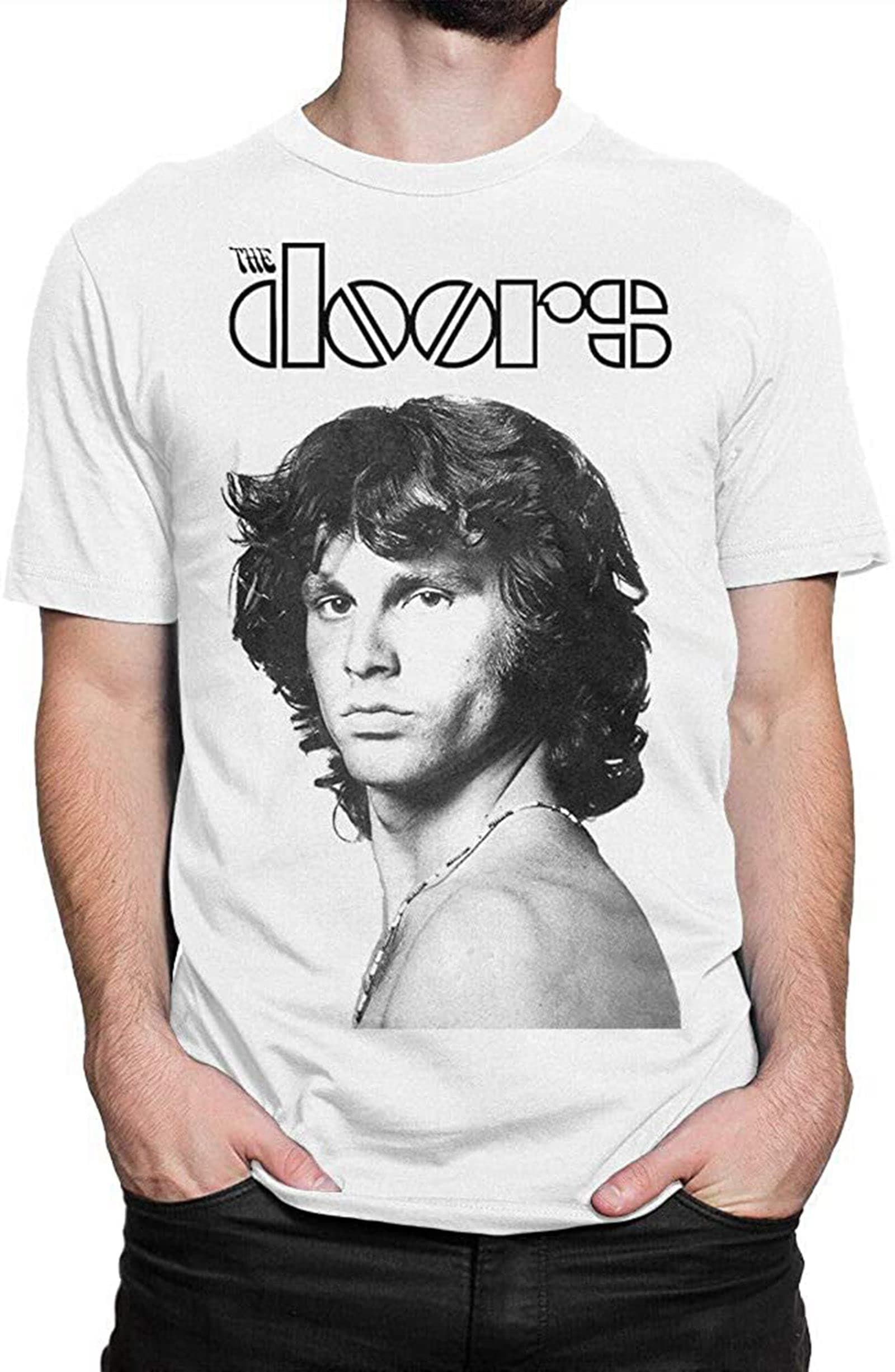 EndyAkThe Doors Jim Morrison Graphic T-Shirt Rock Shirt White M