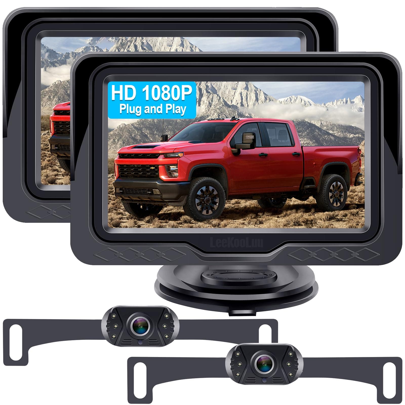 Backup Camera Ease Install for 2 Cars - 2-Pack, Plug & Play, HD 1080P Rear View Camera Kit, Waterproof, Night Vision for Car, Truck, SUV, Van