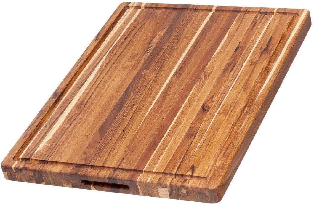 Teak Haus Edge Grain Teakwood Cutting Board with Hand Grips & Juice Canal