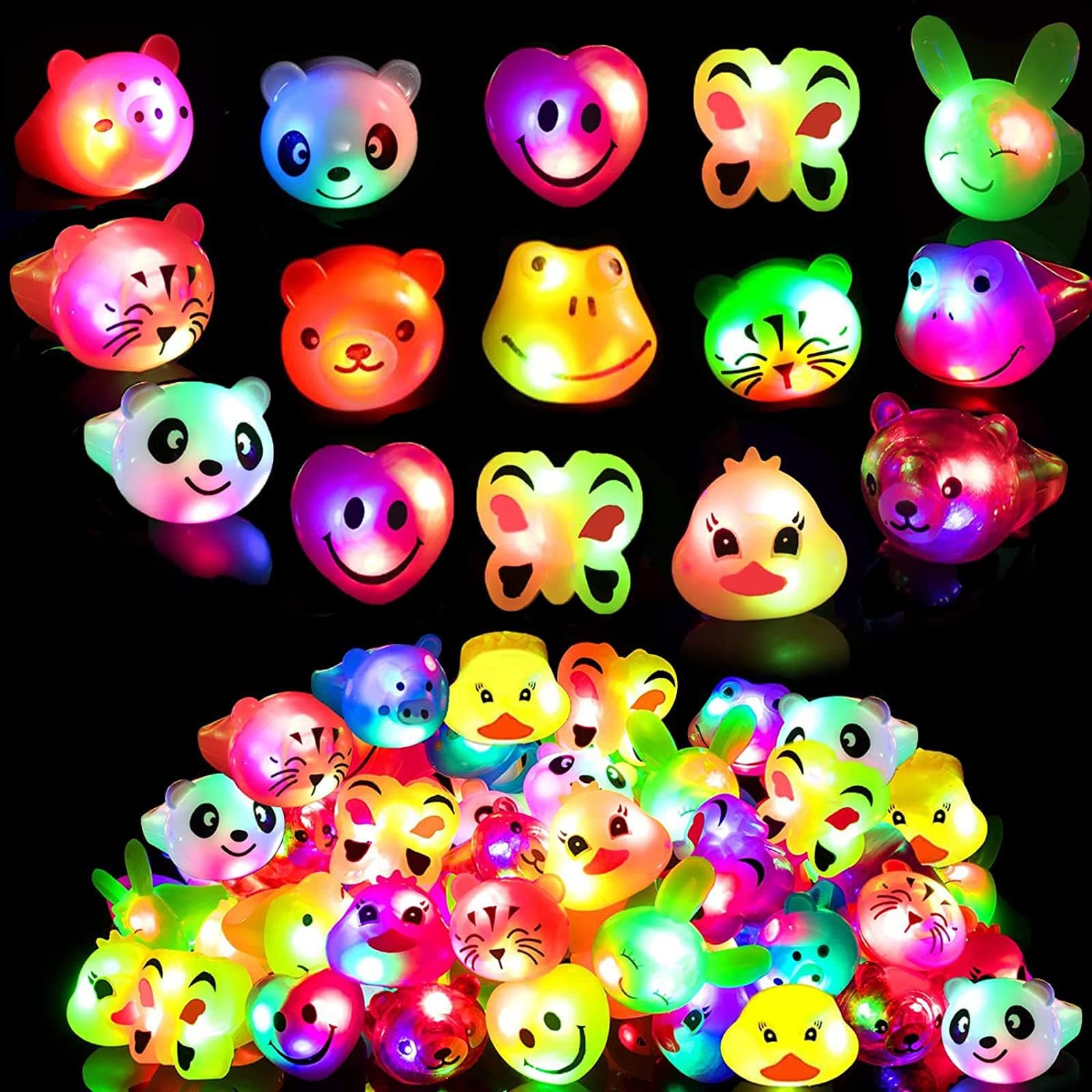 18 Pcs LED Light Up Ring - Colorful Flashing Bumpy Rings Finger Toys Novelty Glow in the Dark Soft Jelly Blinking Rings Party Favors for Adults Kids Bachelorette Party Halloween Concert Gifts