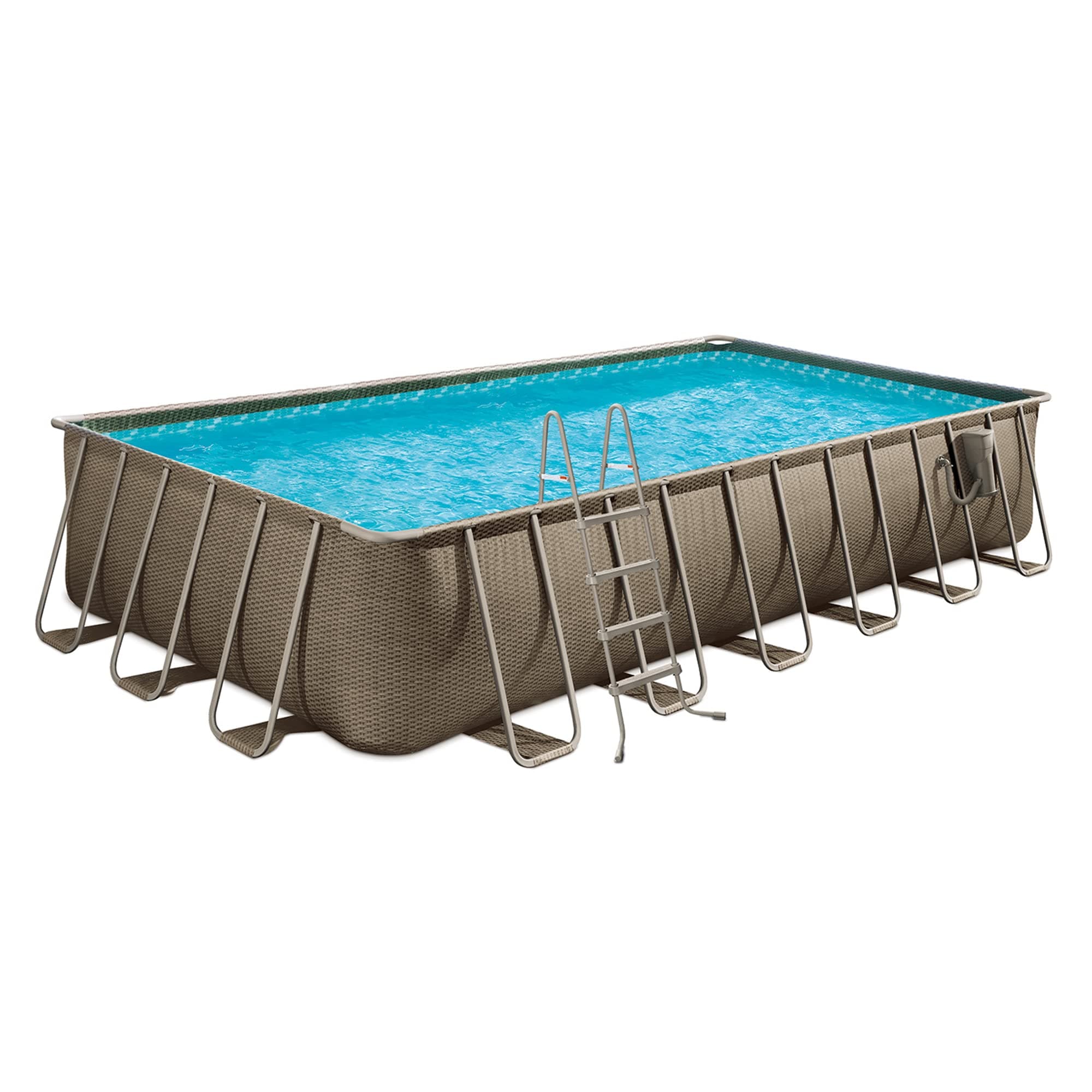 Funsicle 24ft x 12ft x 52in Oasis Designer Rectangle Lap Pool, Brown Basketweave