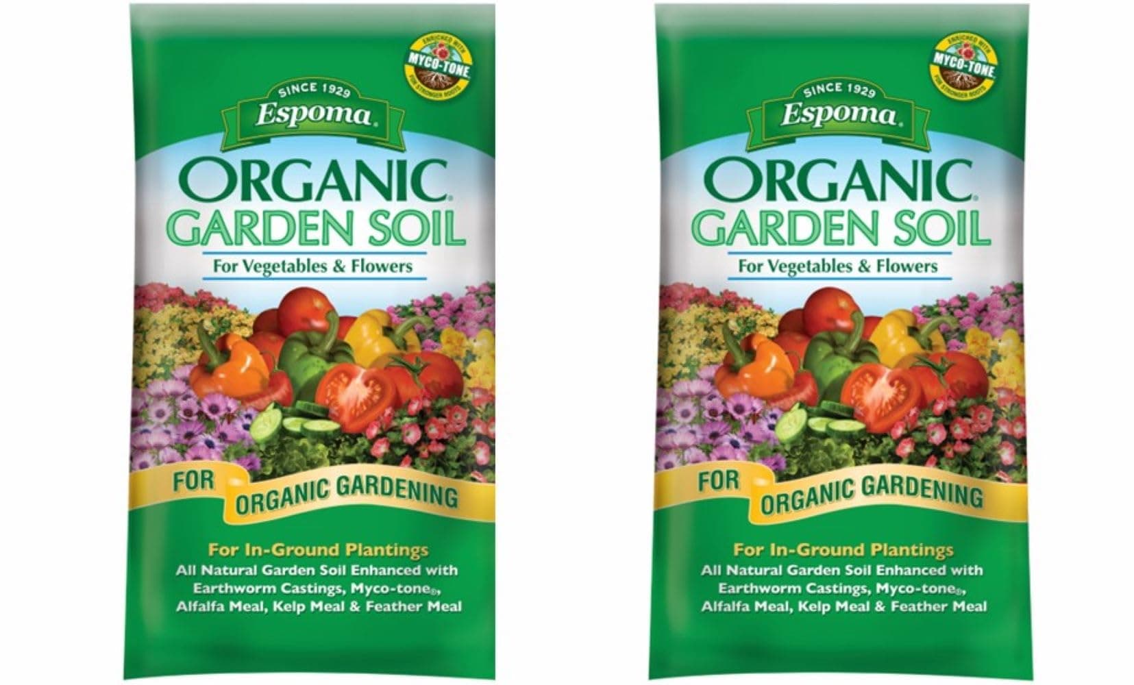 Espoma Organic Vegetable & Flower Garden Soil Natural and Organic in Ground Planting Mix. Use When Planting & Transplanting. for Organic Gardening. 1 Cubic Foot Bag - Two Pack