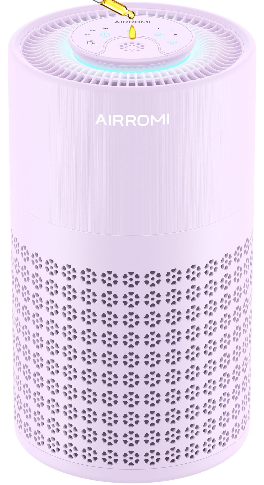AIRROMI Air Purifier for Bedroom with HEPA 3-in-1 Filter, Pet Air Purifier for Home Cat Pee Smell, Covers Upto 990 Ft², Quiet 360°intake Air Cleaner for Pet Hair,Allergies,Pollen,Smoke A2001 Purple