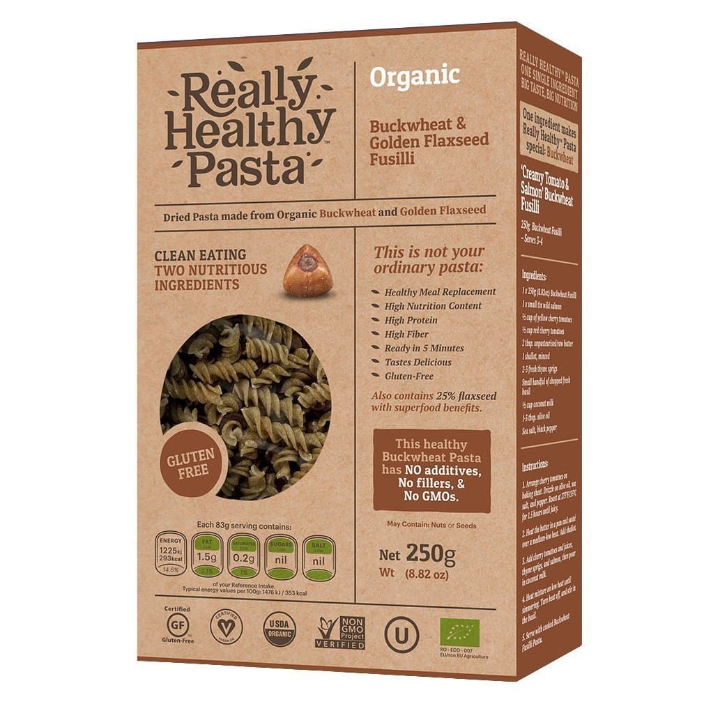 Really Healthy Pasta Organic Buckwheat & Golden Flaxseed Fusilli 250g