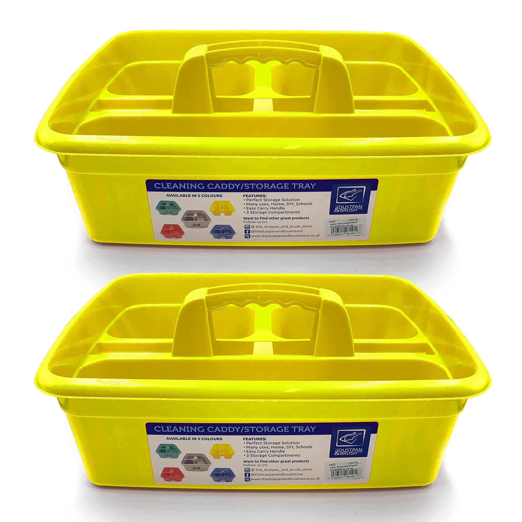 Cleaning Caddy Tray Box Housekeeping Cleaners Tote Tray Basket with Handle Carry Grips - Ideal Under Sink Kitchen Storage Caddy for Cleaning Products Cleaners Carrier Tool Organiser (Yellow 2 Pack)