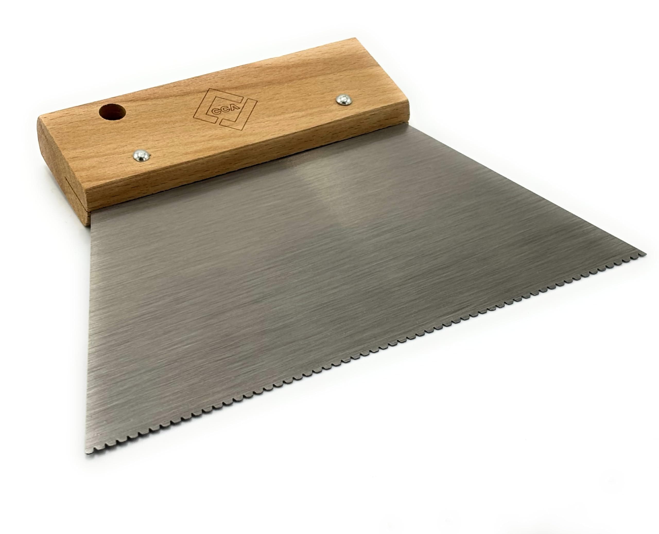 CCA - A2 Adhesive Fan Trowel Hand Spreader with Wooden Handle. for Combing in Pressure Sensitive Adhesive Beads evenly, Fitting LVT Flooring for The Perfect fit. 18cm, V Notch