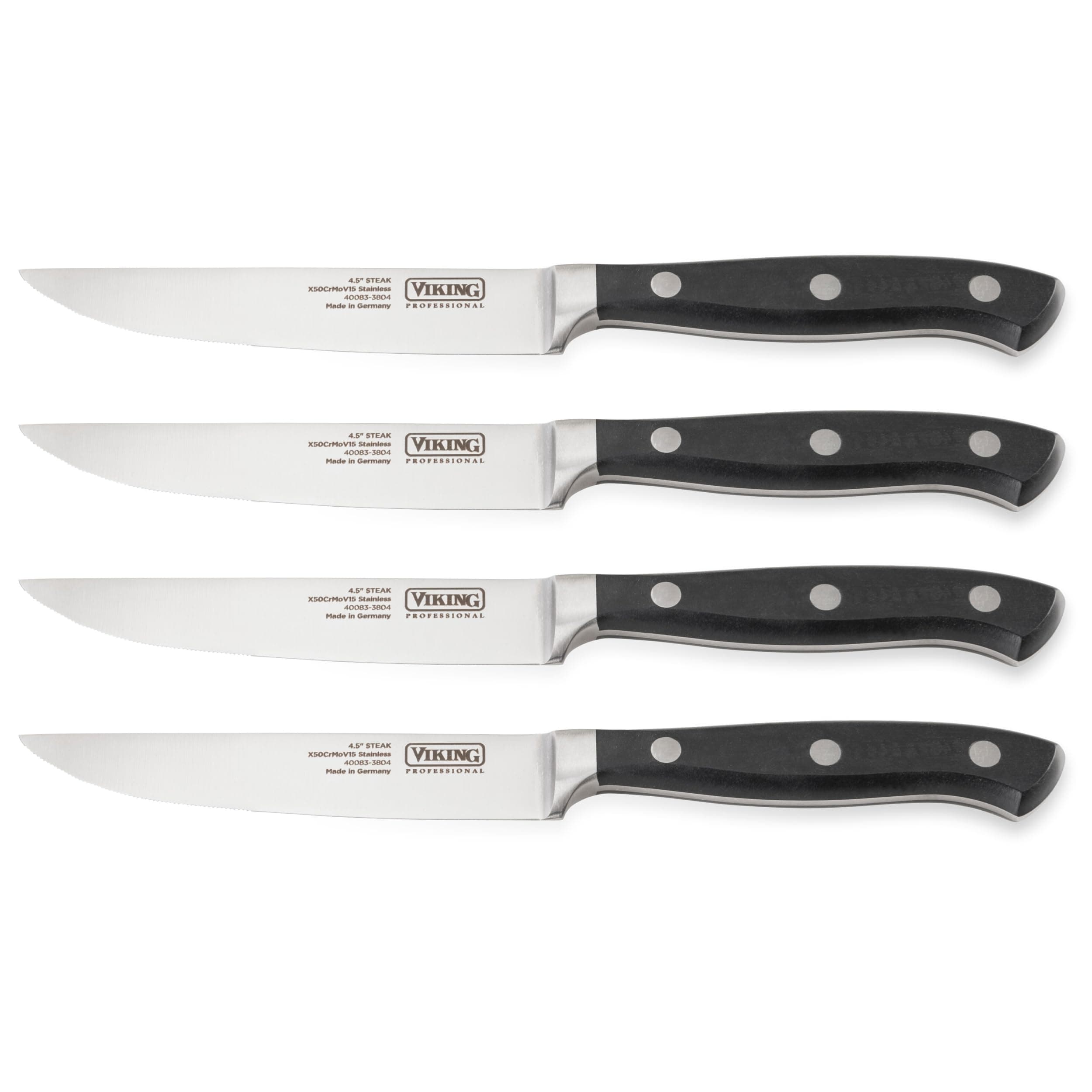 Viking Steak Knife Set, 4 Piece German Stainless Steel Kitchen Knives Set wit...