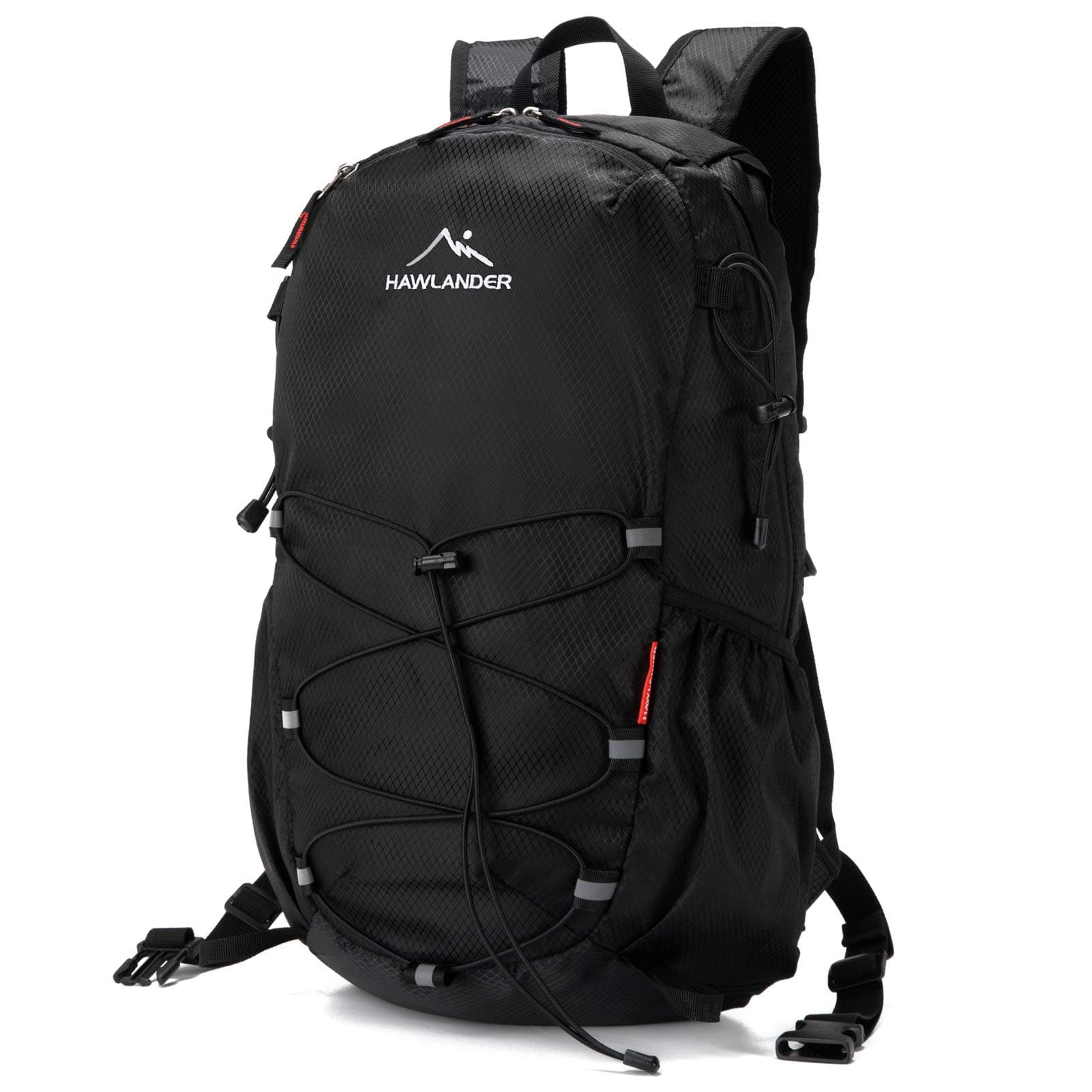 HawLander Packable Hiking Backpack Foldable Day pack for Travel, Black, Large 40L