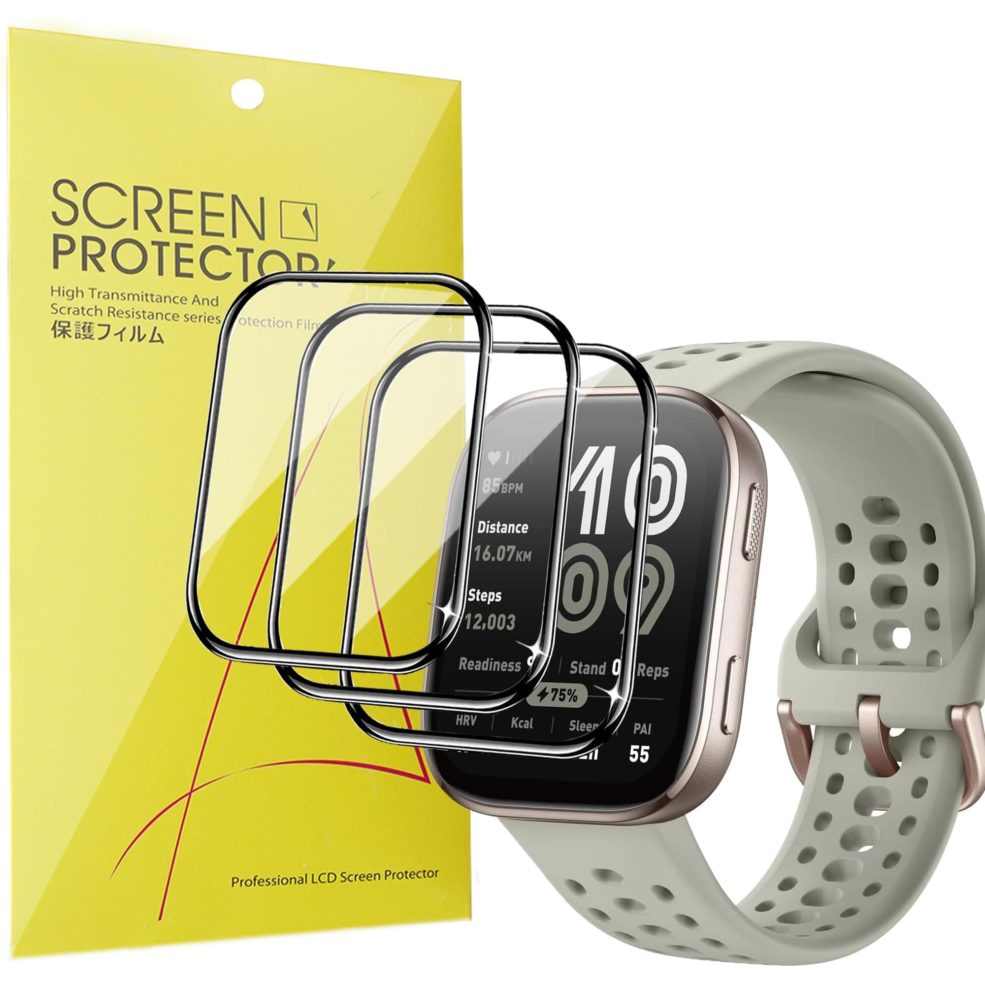 Lamshaw Compatible for Amazfit Bip 6 Screen Protector, [3 Pack] 3D Full Coverage PET Screen Protector Film Compatible for Amazfit Bip 6 Smart Watch 46mm (3 Pack)