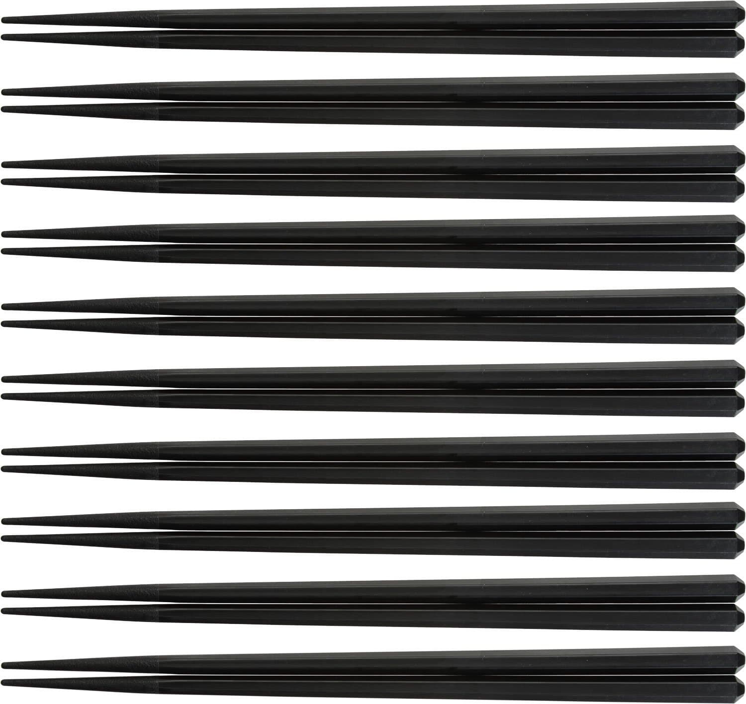 Plastic Eco Black Hex Dishwasher Safe Japanese Chopsticks; 10 Pairs