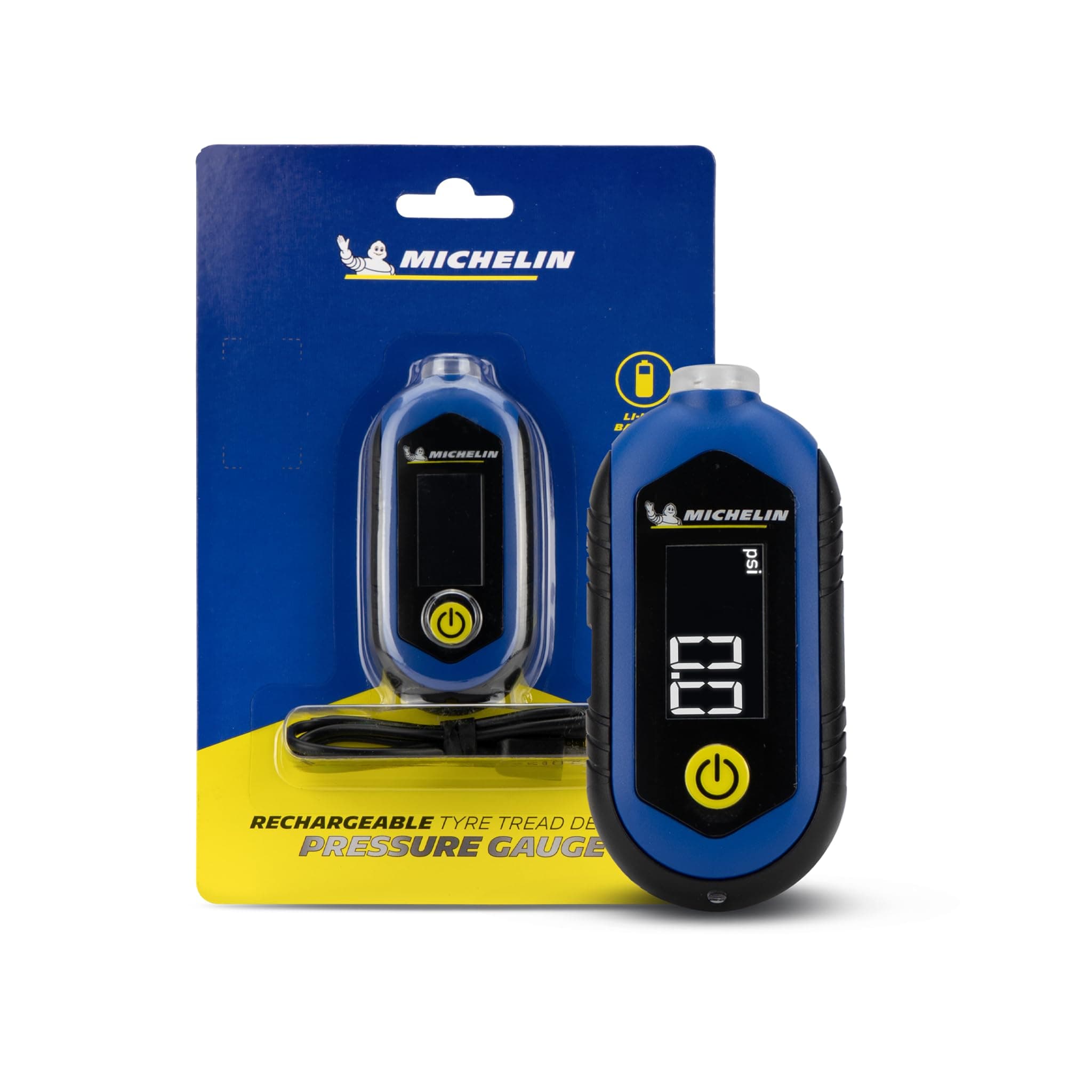 MICHELIN Digital Car Tyre Pressure Gauge and Tyre Tread Depth Gauge - Rechargeable Digital Tread Depth and Pressure Reader for Glovebox - Car Accessories