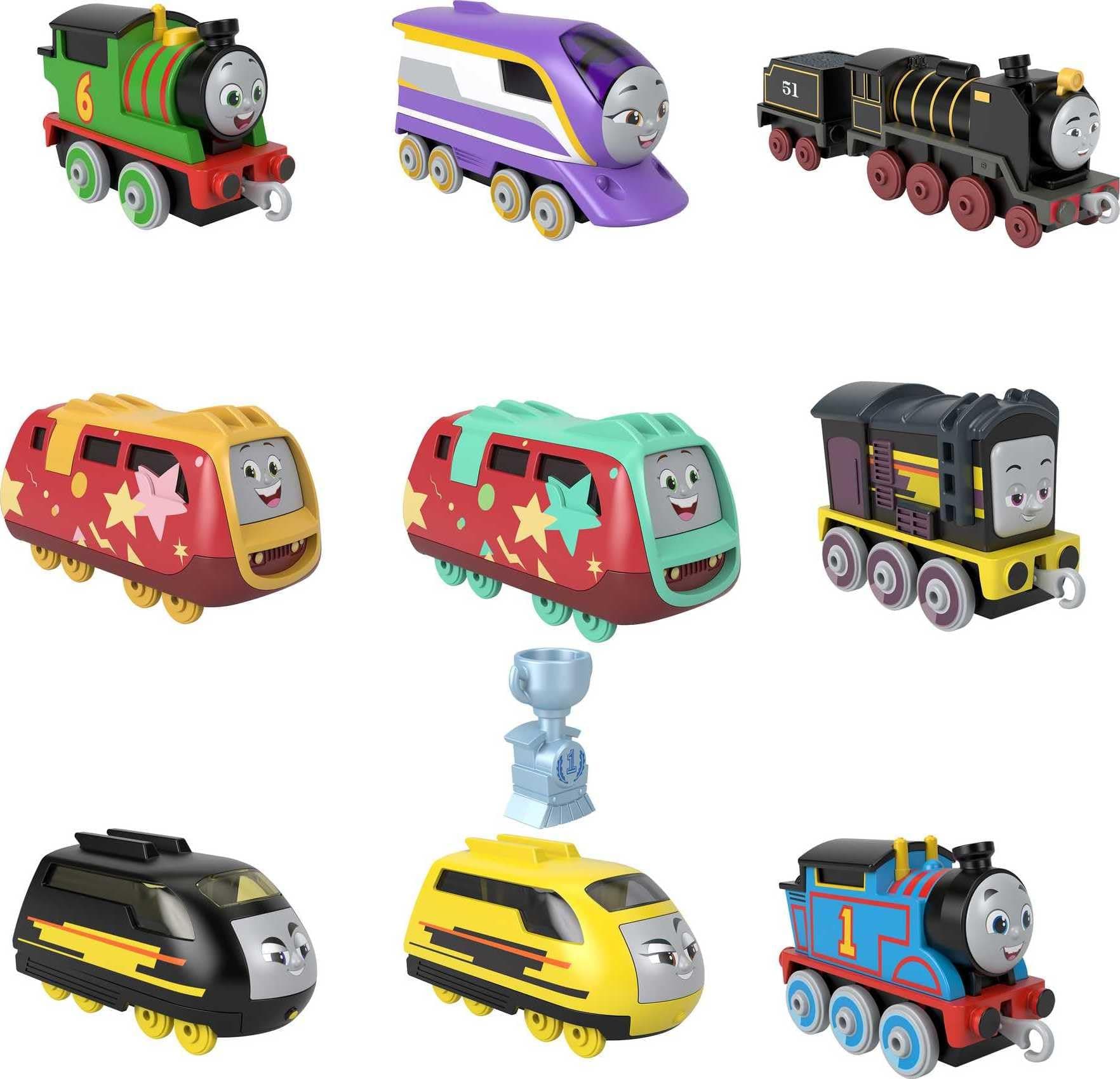 Thomas & Friends Toy Trains Sodor Cup Racers Set of 9 Diecast Push-Along Engines for Preschool Kids Ages 3+ Years, HDY68