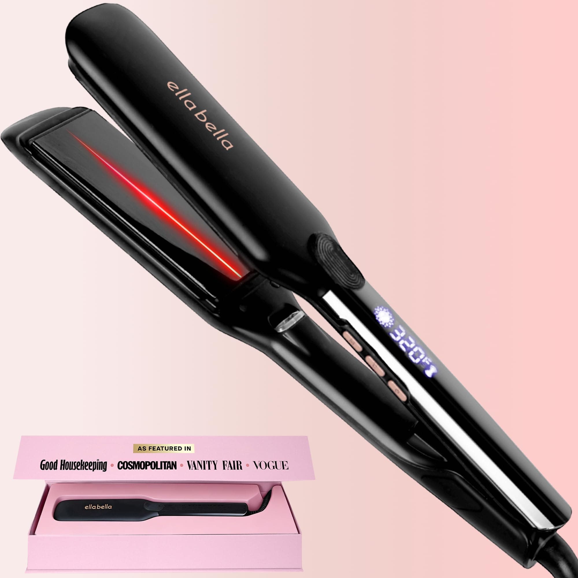 Titanium Flat Iron Hair Straightener (with Infrared) • Professional Straightening Iron • Digital Display to Accurately Control Temperature • As Featured in Good Housekeeping