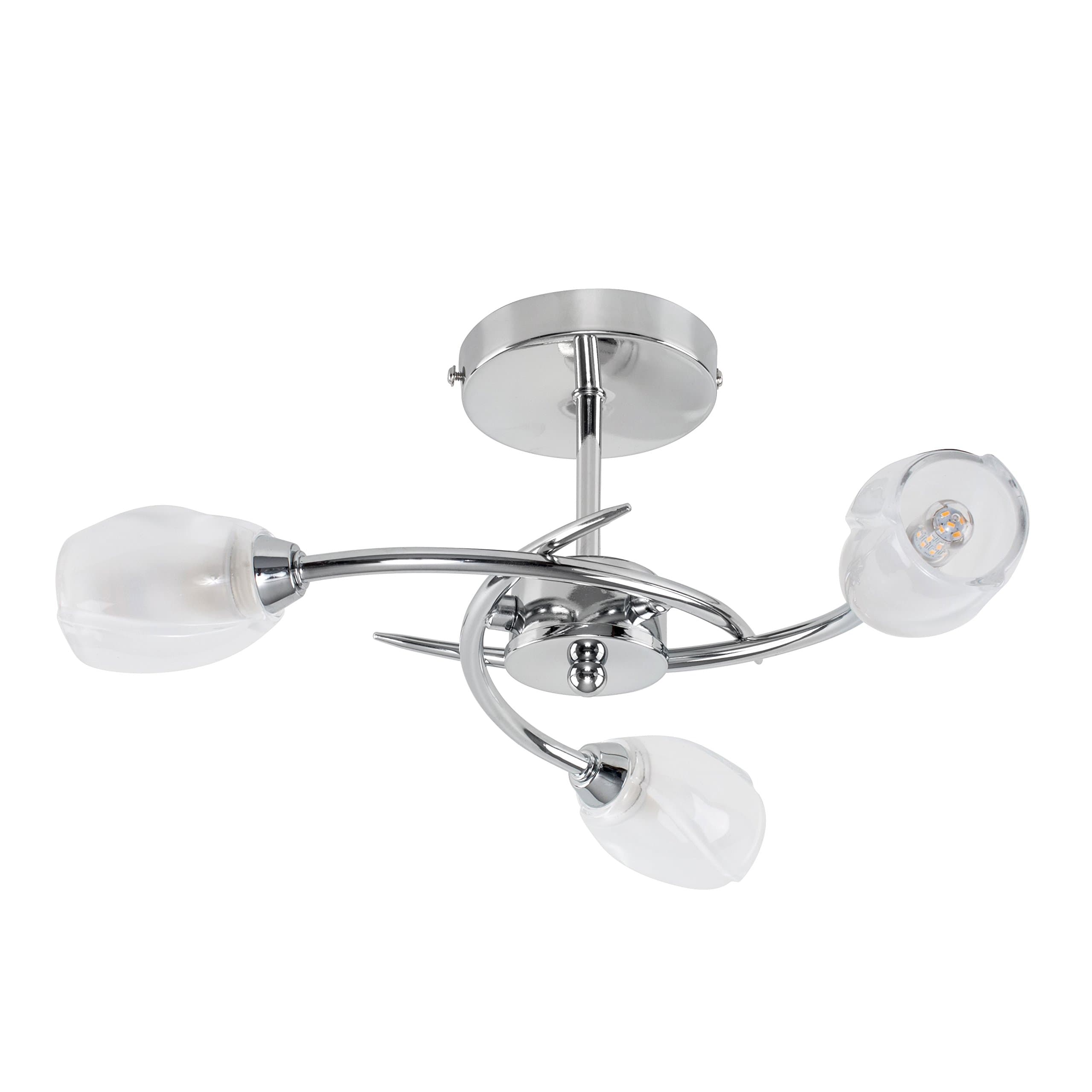 Modern Chrome 3 Way Ceiling Light with Frosted Glass Shades | Pendant Lights, Home Décor & Improvement Essential