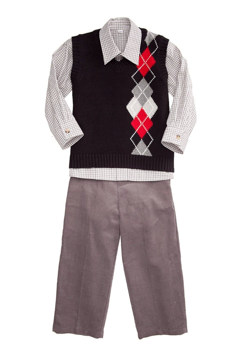 Good Lad Boys Infant Black Argile Sweater Vest 3-Piece Set (7)