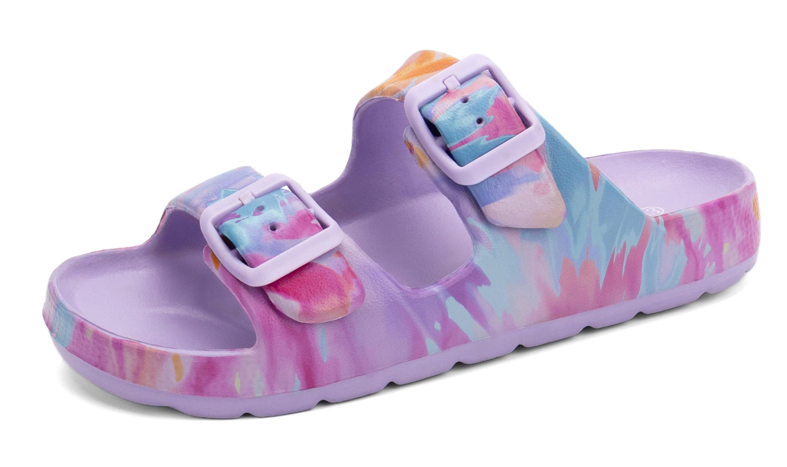 Boys Girls Double Buckle Slide Sandals Comfort Beach Pool Shower Slippers Adjustable Indoor Outdoor Little Kid/Big Kid