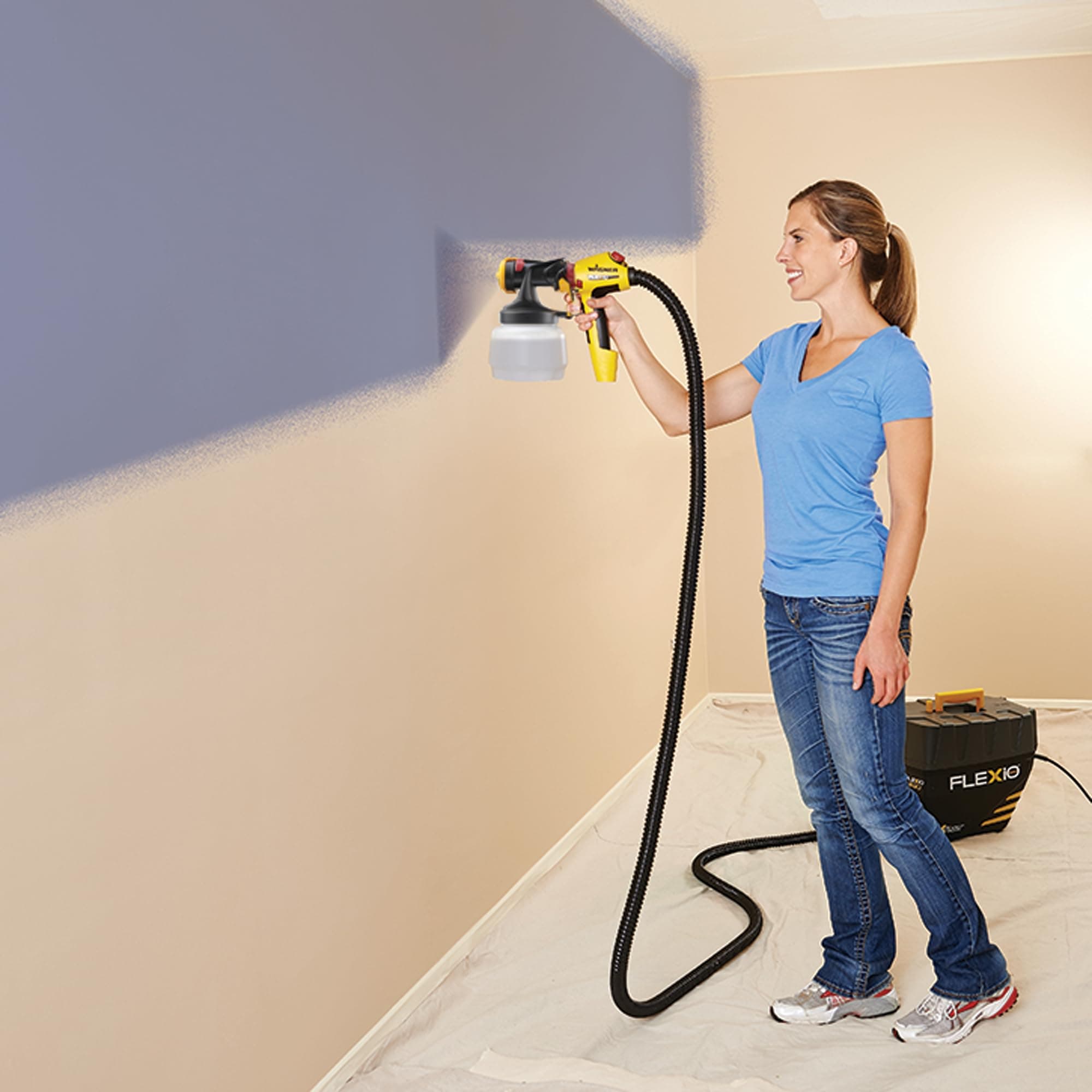 Wagner Spraytech 0529091 Flexio 5000 Stationary Hvlp Paint Sprayer, Sprays Unthinned Latex, Includes Two Nozzles, Ispray Nozzle And Detail Finish Nozzle, Complete AdjUStability For All Needs