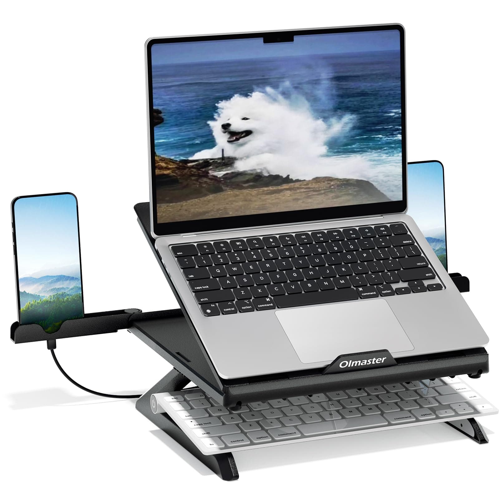 OImaster Laptop Stand for Desk, Muti-Angle Adjustable Portable Foldable with Heat-Vent, Ergonomic Laptop Stand Riser Compatible with MacBook, Air, Pro, Surface Laptop (9-15.6 inches) (Black)