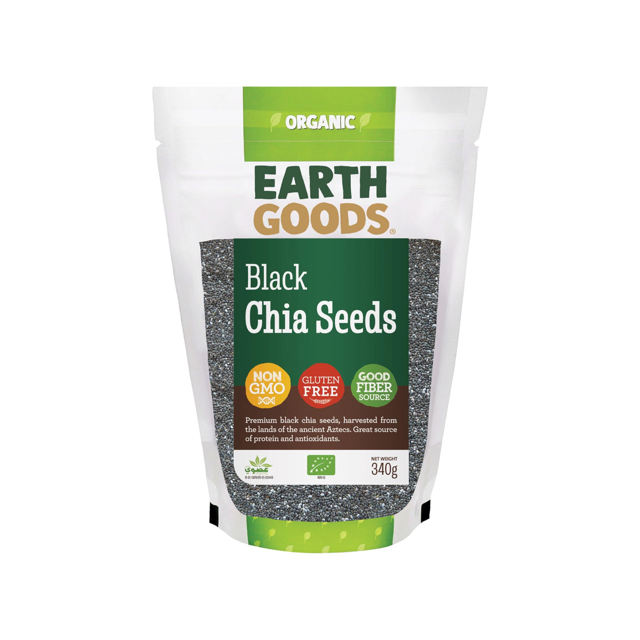 Earth Goods Organic Black Chia Seeds, Non-gmo, Gluten-Free, Good Fiber Source 340g