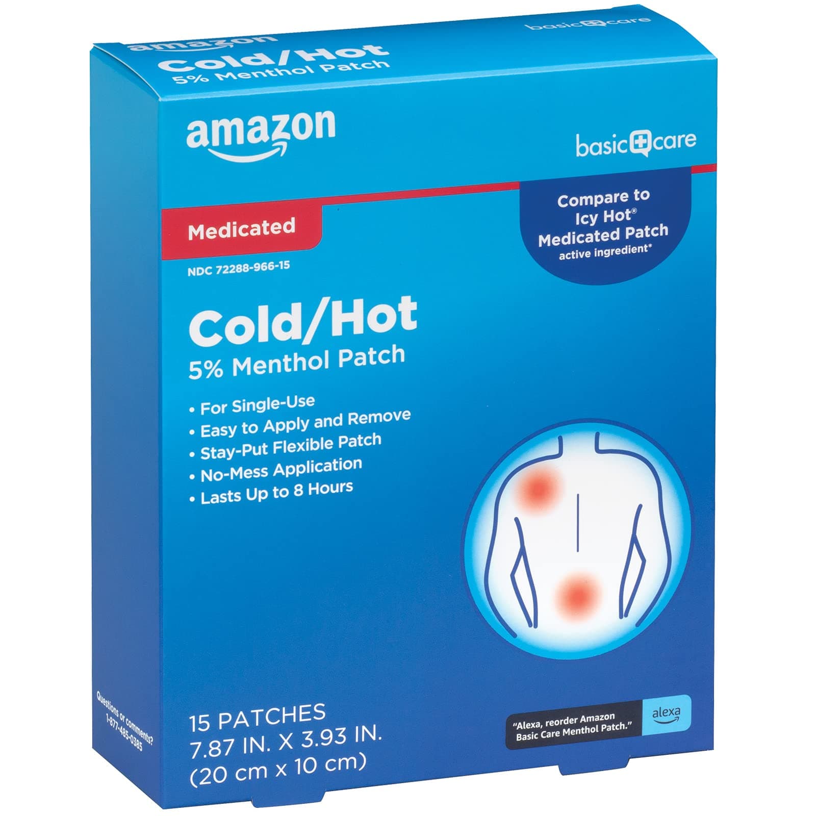 - Maximum Strength Pain Relieving Medicated Cold Hot 5% Menthol Patch for Muscle and Joint Pain Relief, 7.87" x 3.93", 15-Count Box (Previously HealthWise)