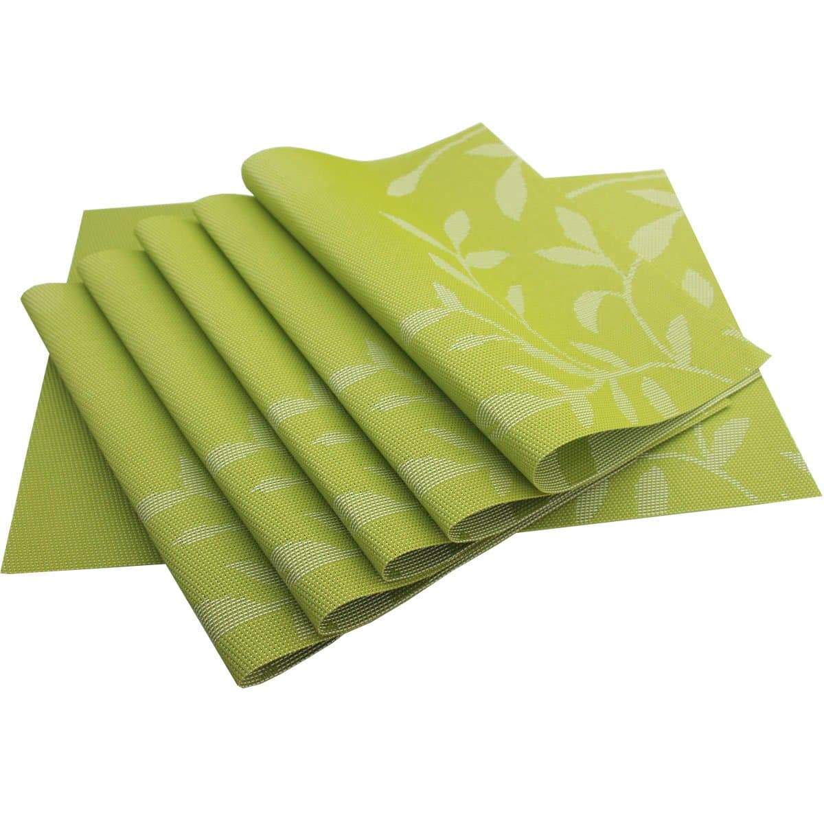 Bright Dream Placemat Washable Plastic Placemats Wipe Clean for Kitchen Table Heat-resistand Woven Vinyl Placemats for Dining Mats Set of 6(Green)