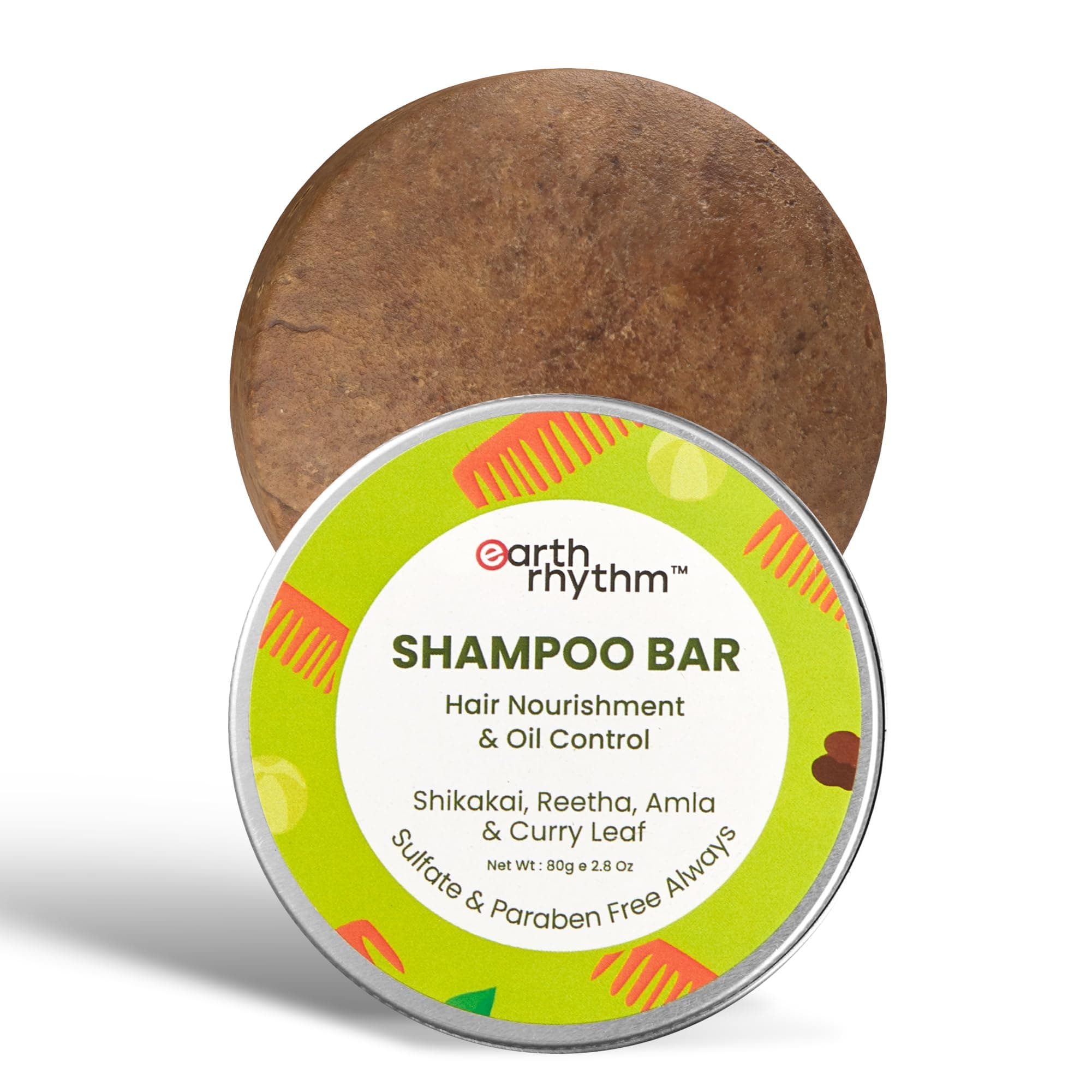 Shikakai Shampoo Bar for Hairfall | Contains Shikakai, Curry Leaf, Reeta & Amla Extracts | Men & Women | Sulphate & Paraben Free (Tin Packaging) - 80gm