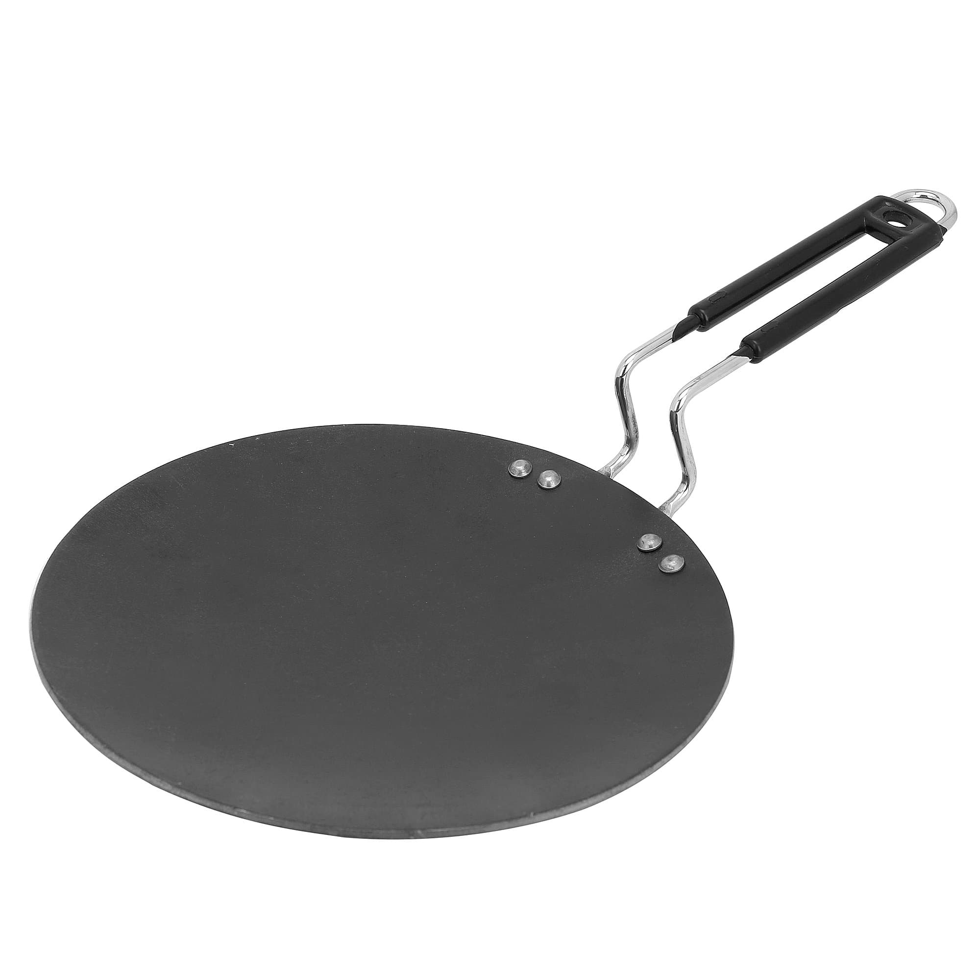 Madhu Stainless Steel Iron Tawa, Black, 1 Piece