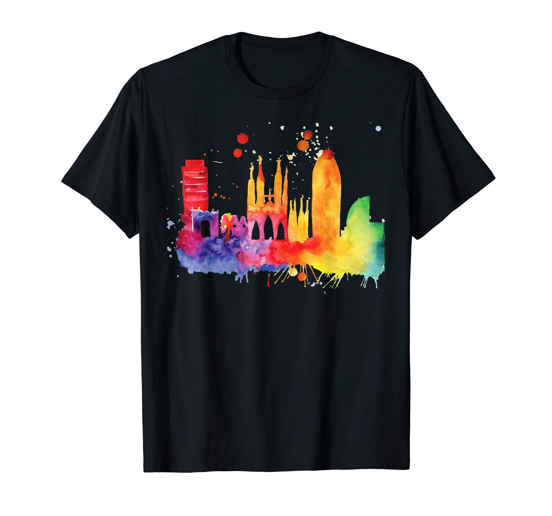 Barcelona Spain GiftsBarcelona Spain Watercolor Paint Splash Art Souvenir Gift T-Shirt