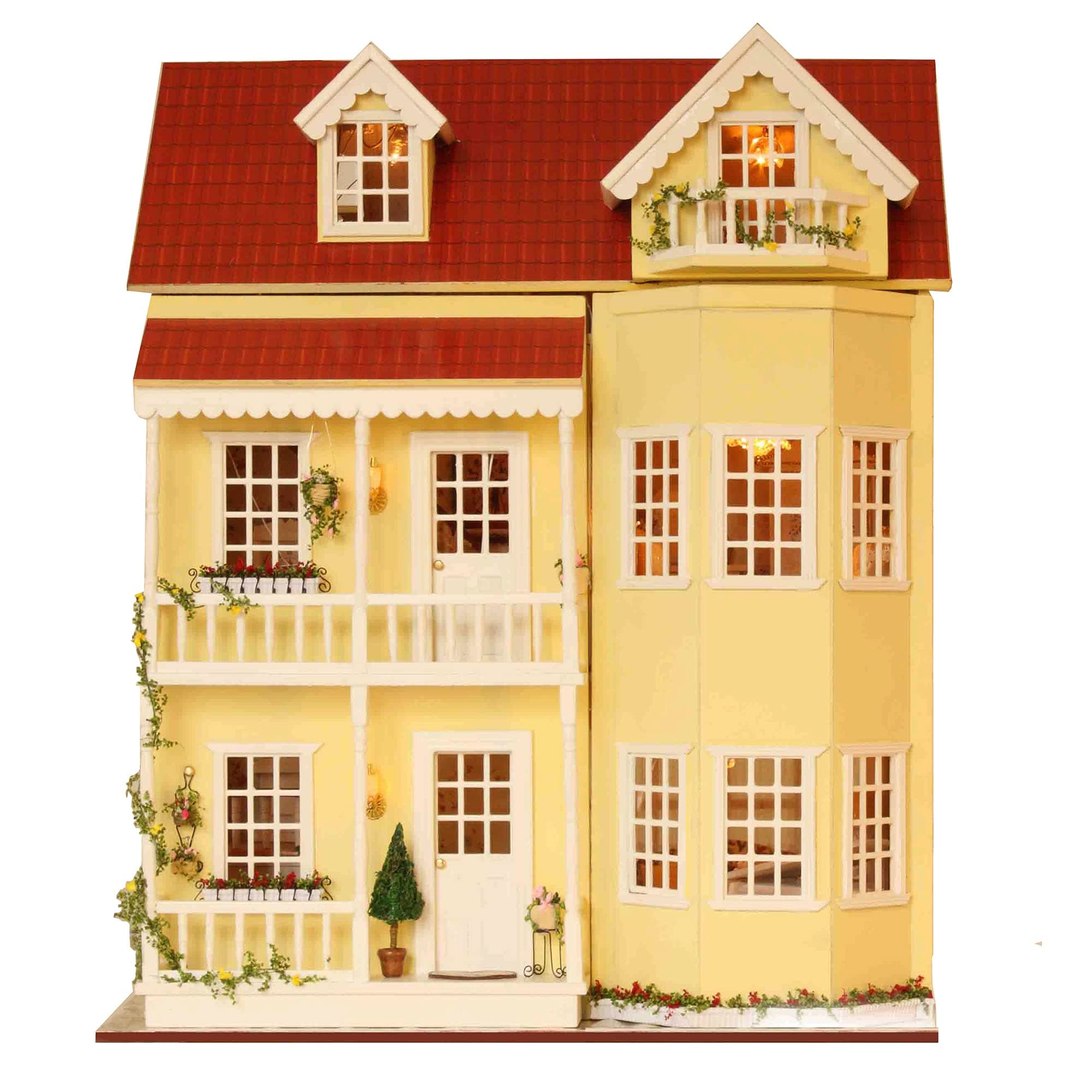 Spilay Dollhouse DIY Miniature Wooden Furniture Kit,Mini Handmade Big Castle Model with LED & Music Box,1:24 Scale Creative Doll House Toys Birthday Gift for Adult Friends Girls Lover Gift