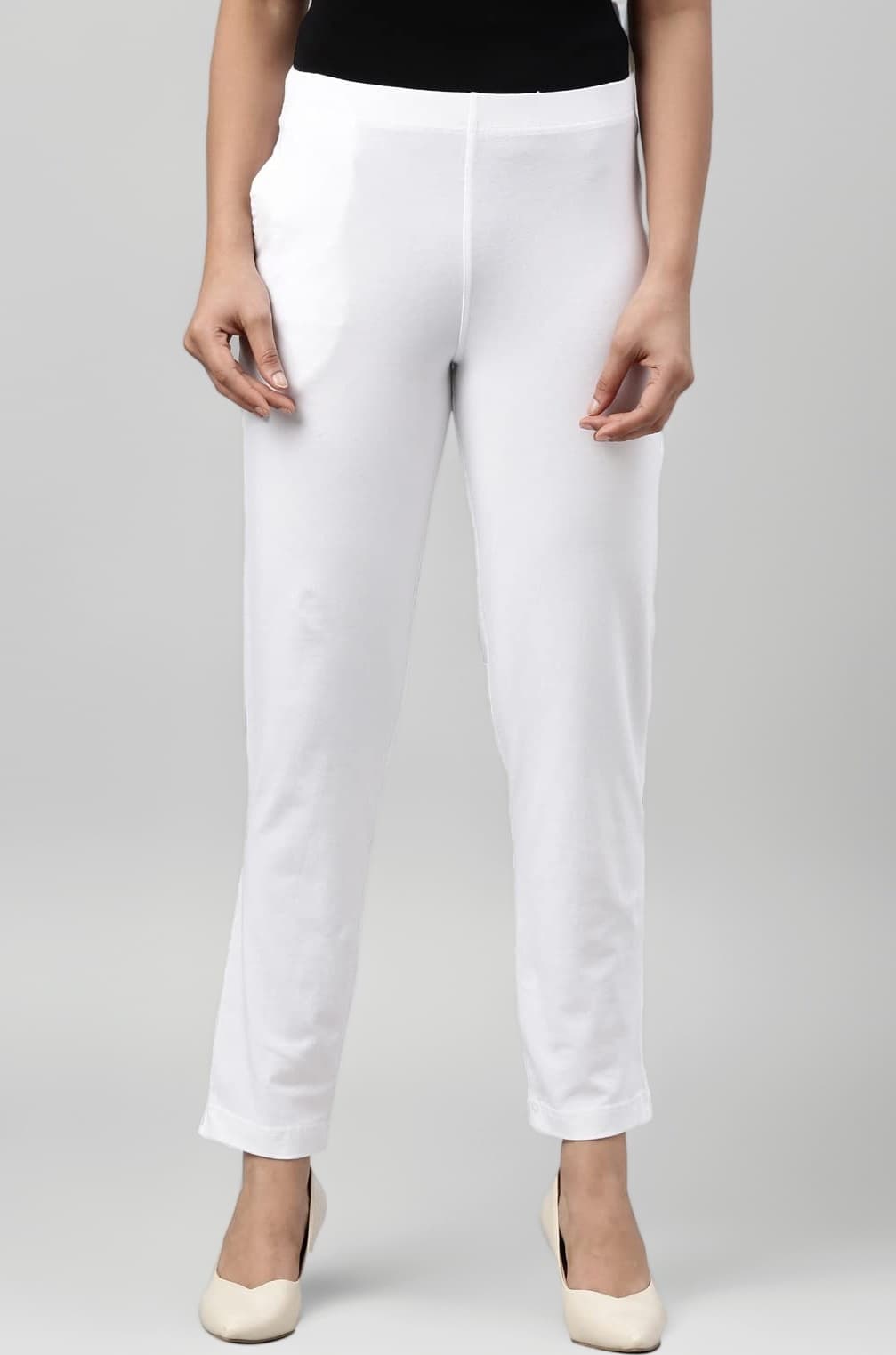 Soft Cotton Stretch Kurti Pants Full Length for Women| Breathable, Mid Rise