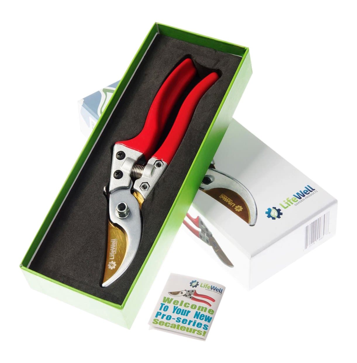 LifeWell Garden Products Heavy Duty Bypass Pruning Shears Spring Sale Ergonomic Garden Pruners with Titanium Coated SK5 Steel Blades