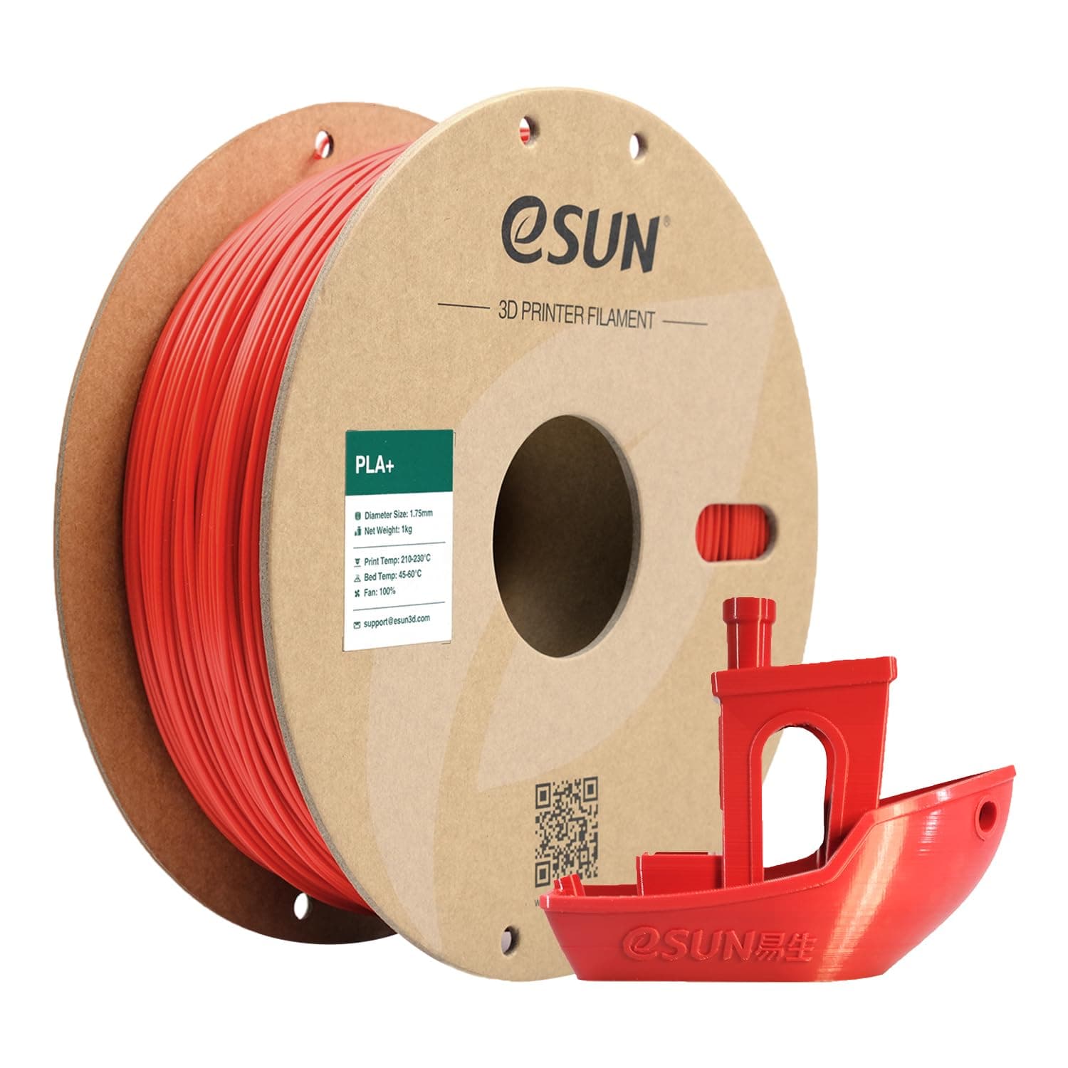 eSUN PLA+ Filament 1.75mm, Enhanced Toughness 3D Printer Filament PLA Plus, Dimensional Accuracy +/- 0.03mm, 1KG Spool (2.2 LBS) 3D Printing Filament for 3D Printers, Red