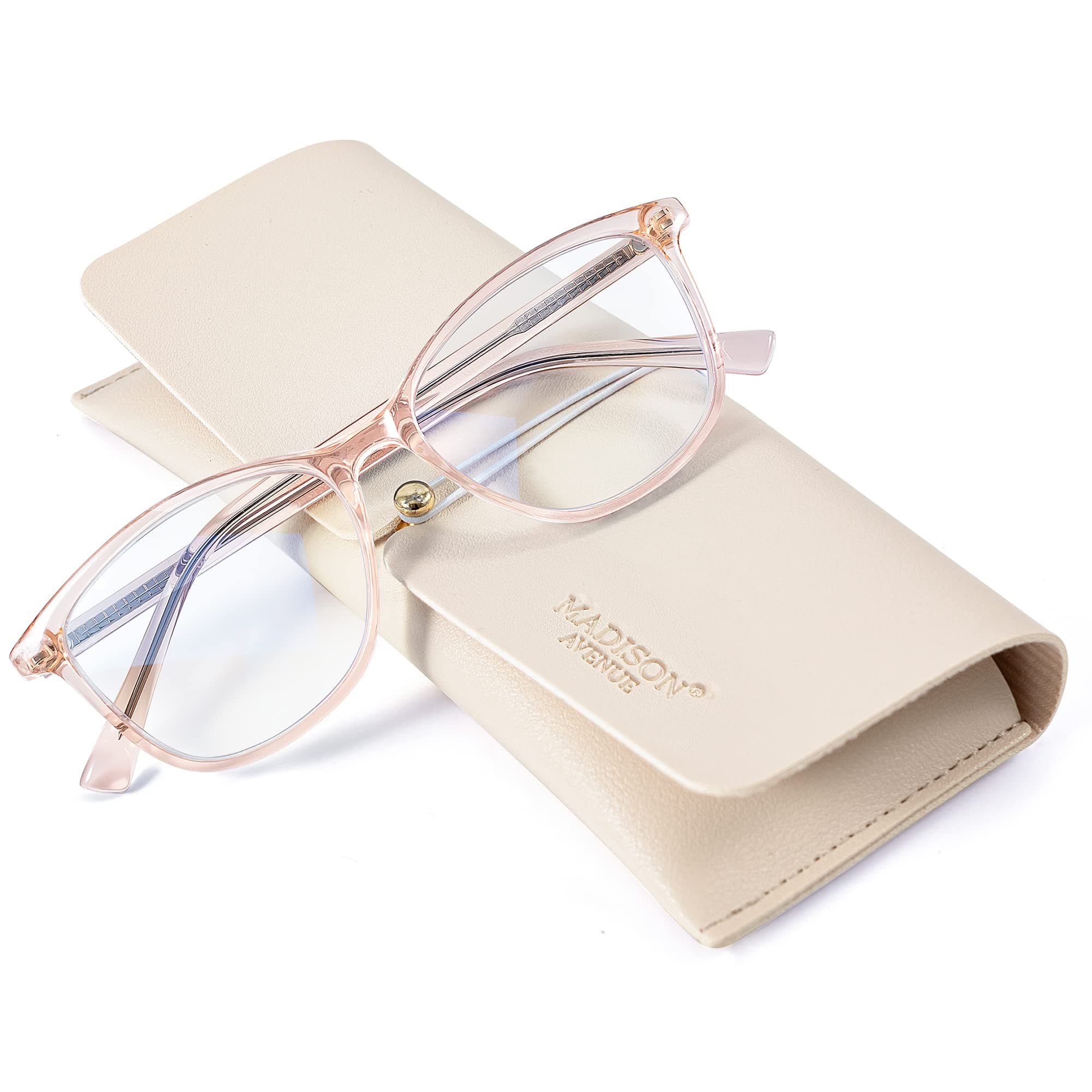 Madison Avenue Square Vintage TR90 Blue Light Blocking Reading Glasses for Women, Anti Glare/Eyestrain Computer Readers