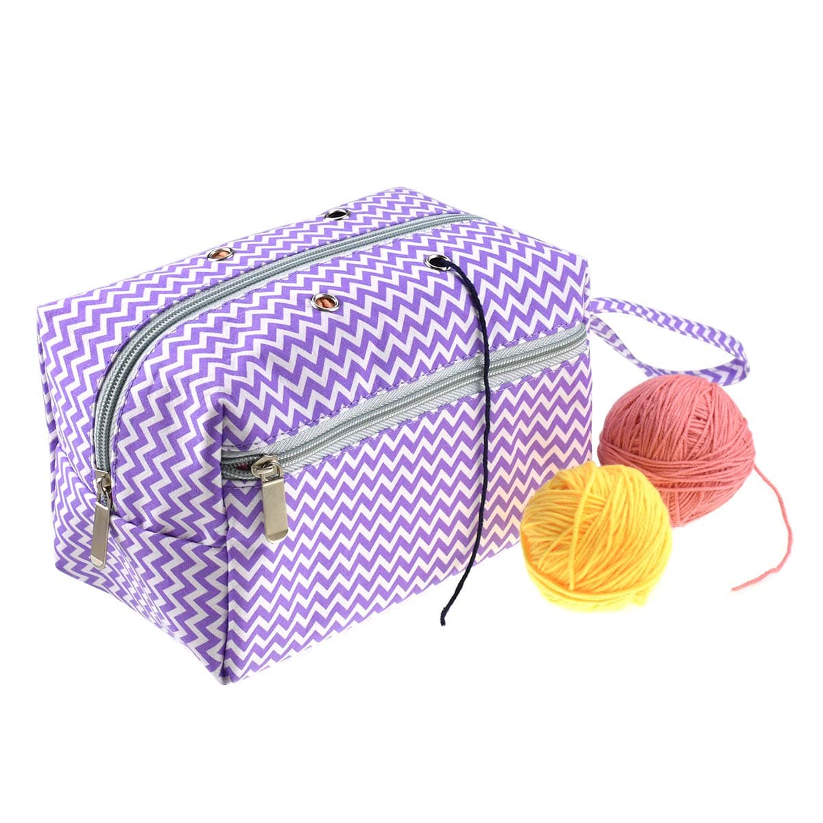 LOOEN Yarn Storage Bag,Drawstring Portable Knitting Bag for Crochet Project Yarn Skeins Crochet Hooks Knitting Needles Sewing Accessories Handicraft (Style 3, L)