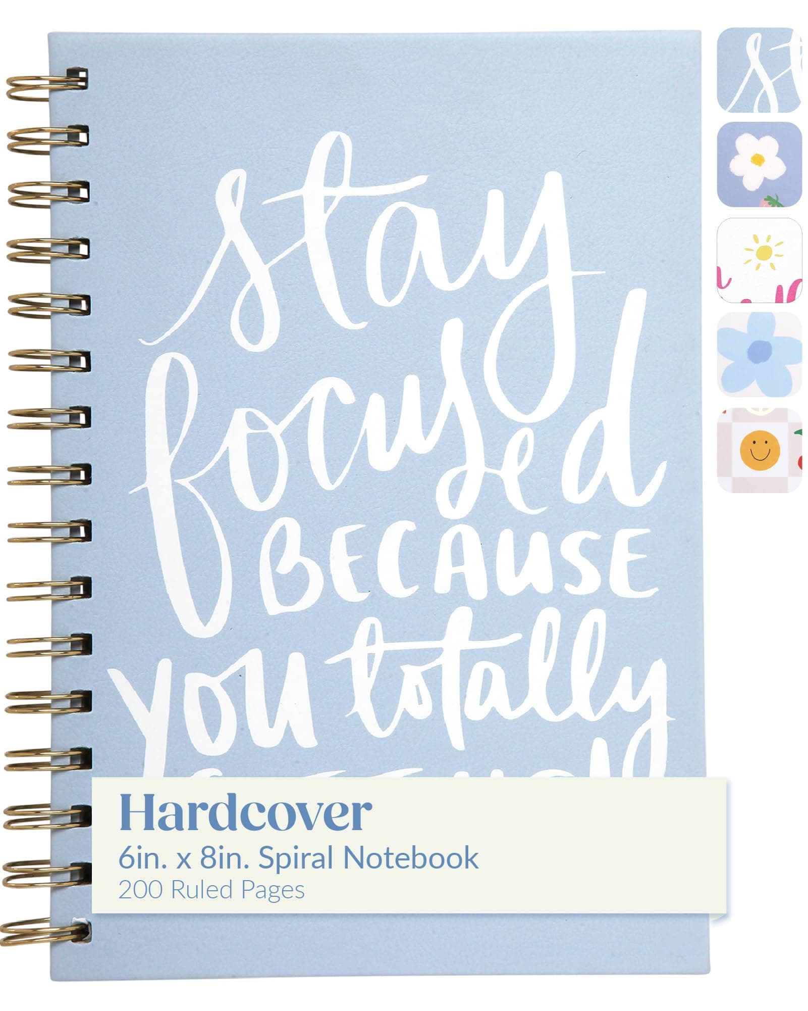 Spiral Notebook - 6x8 Inches Dayna Lee Collection Wirebound Hardcover Spiral Notebook with 200 Pages Lined Journal for Writing Note Taking or Office Use, Size 6X8, Periwinkle - Stay Focused