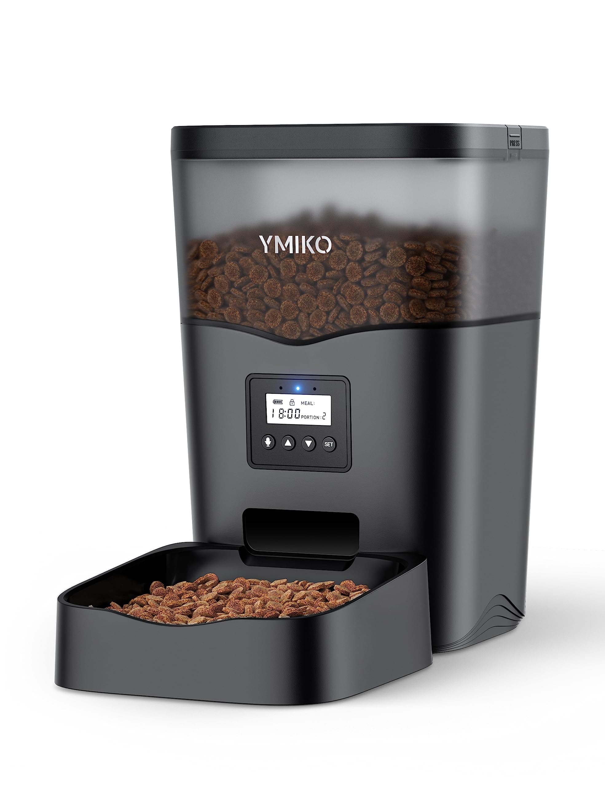 Ymiko Automatic Cat Feeder, Cat Food Dispenser with Voice Recorder, Timed Small Pet Feeder with Programmable Timer, 1-4 Meals Per Day, 3L/12.7 Cups Capacity