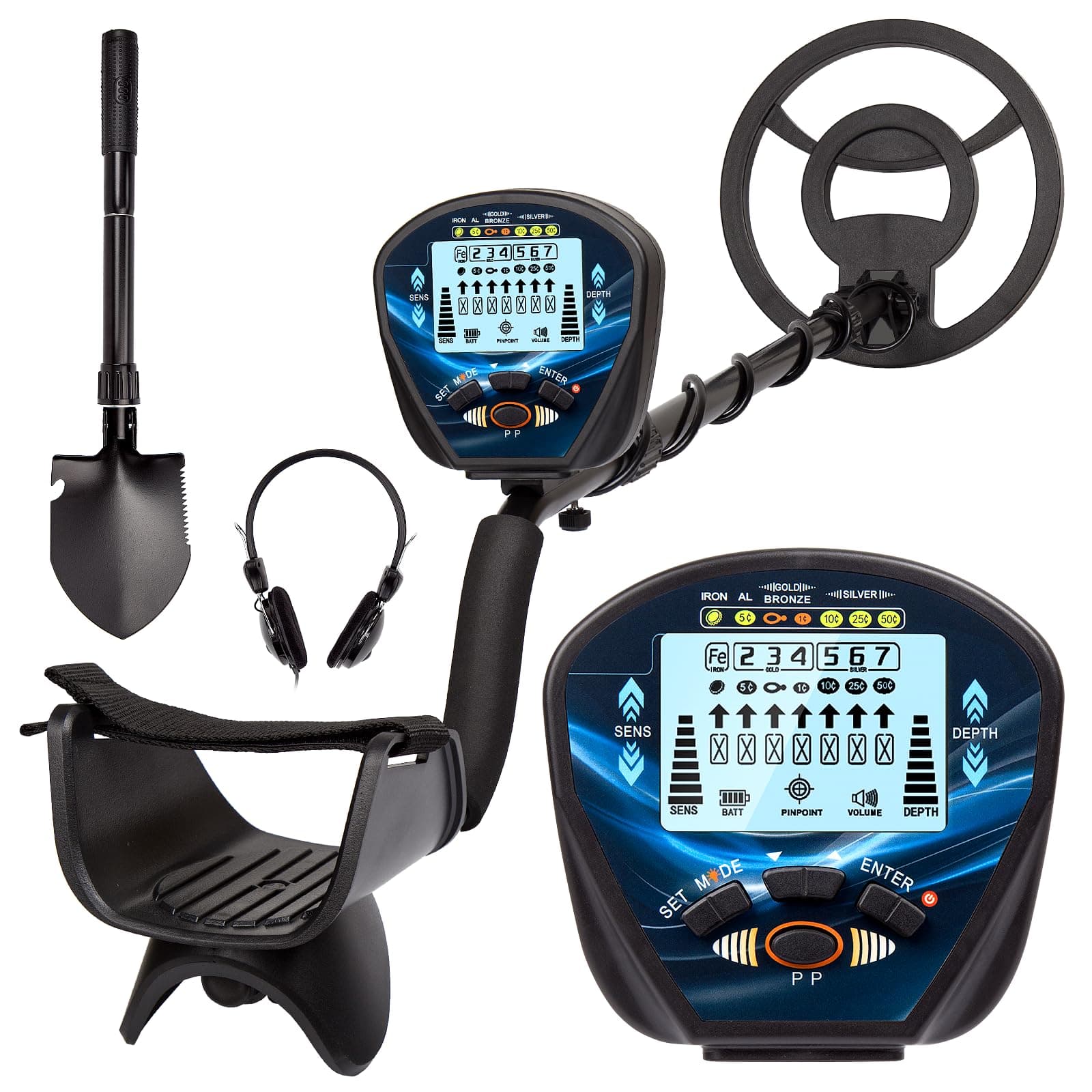 Professional Metal Detector for Adults, Gold Detector with Bigger Waterproof Coil, High Accuracy, Pinpoint & Disc & Notch & All Metal Mode