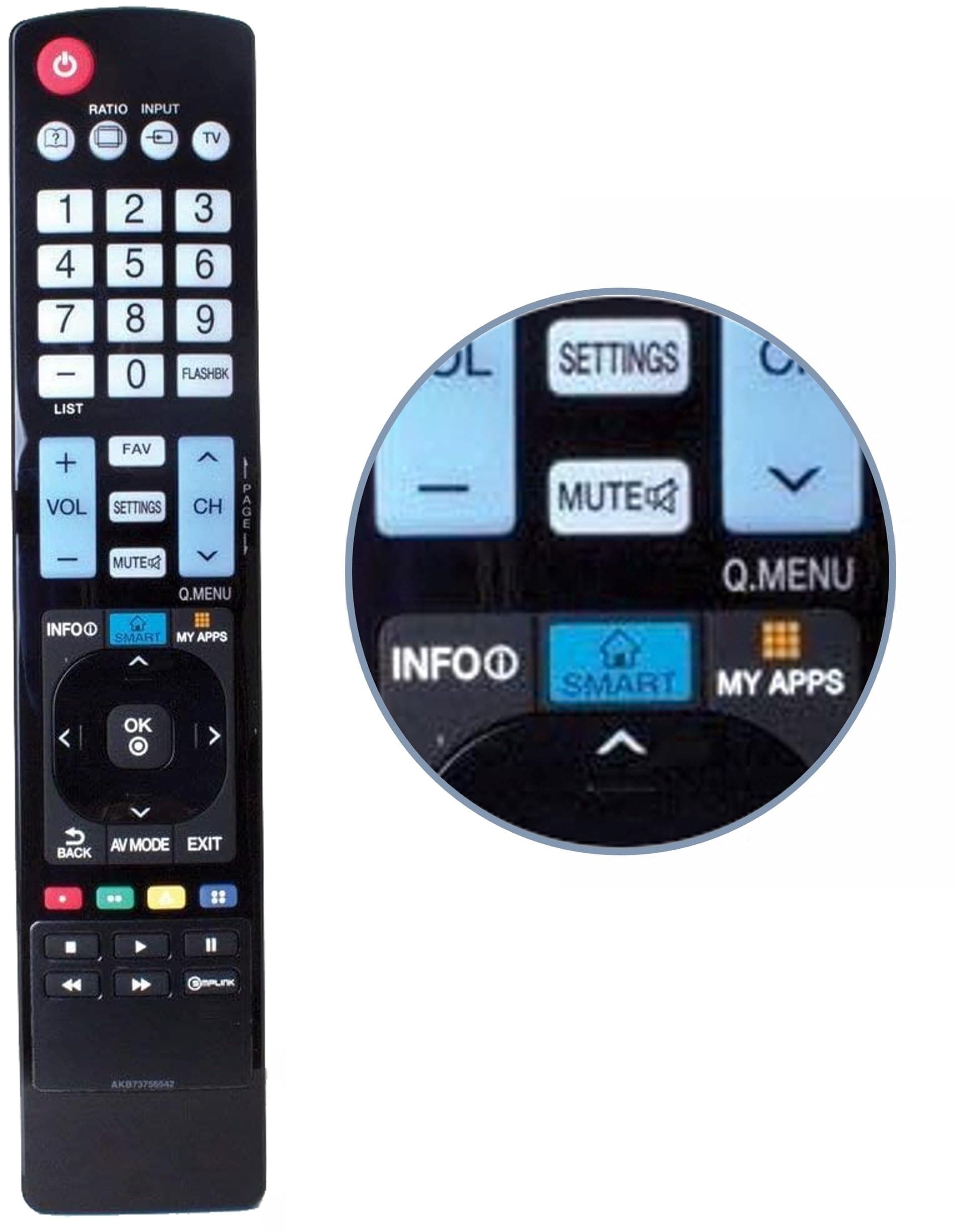 AKB73756542 Remote Control Replacement for LG Smart TV Full Function Remote Control (AGF76692608)