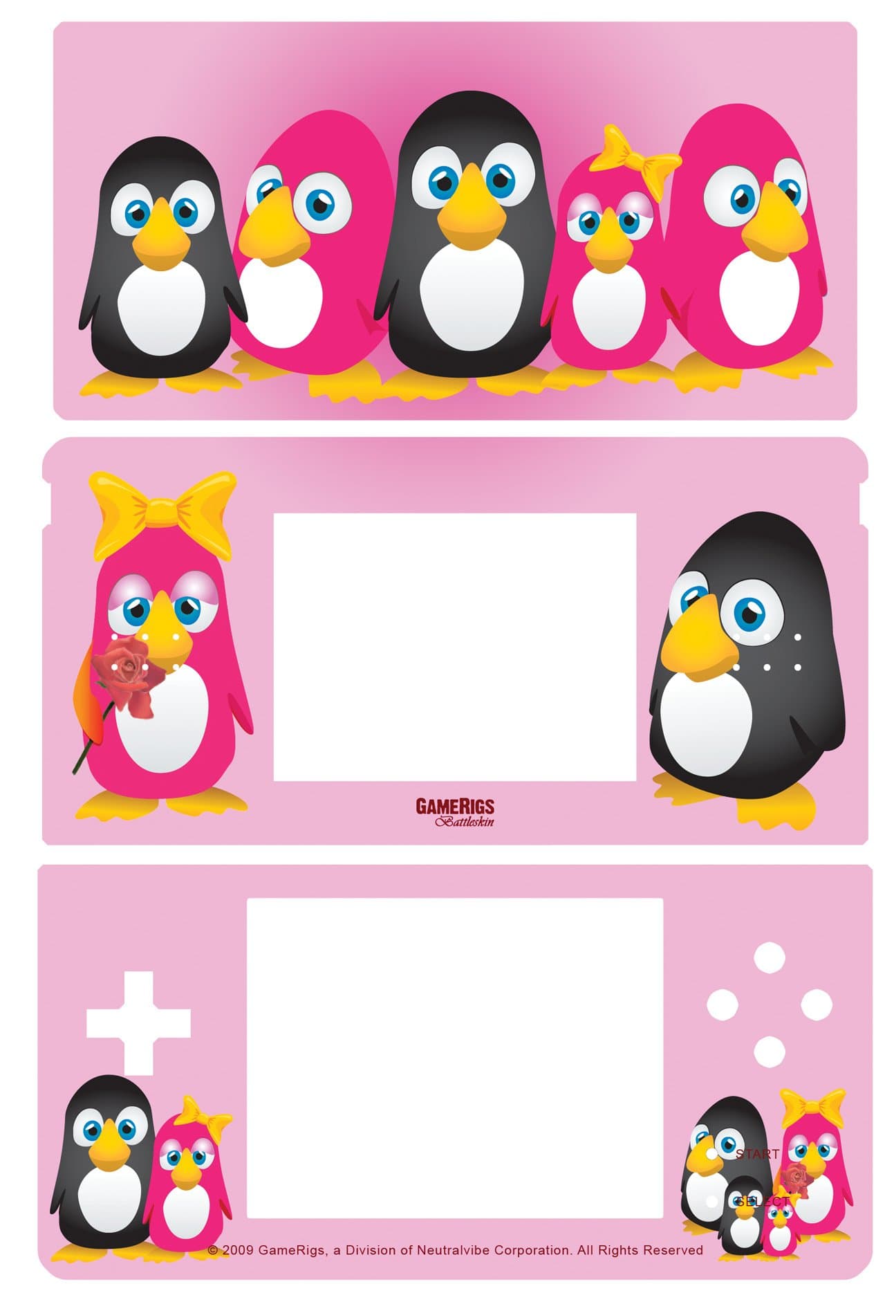 Pink Penguins Battleskin for NDS Lite