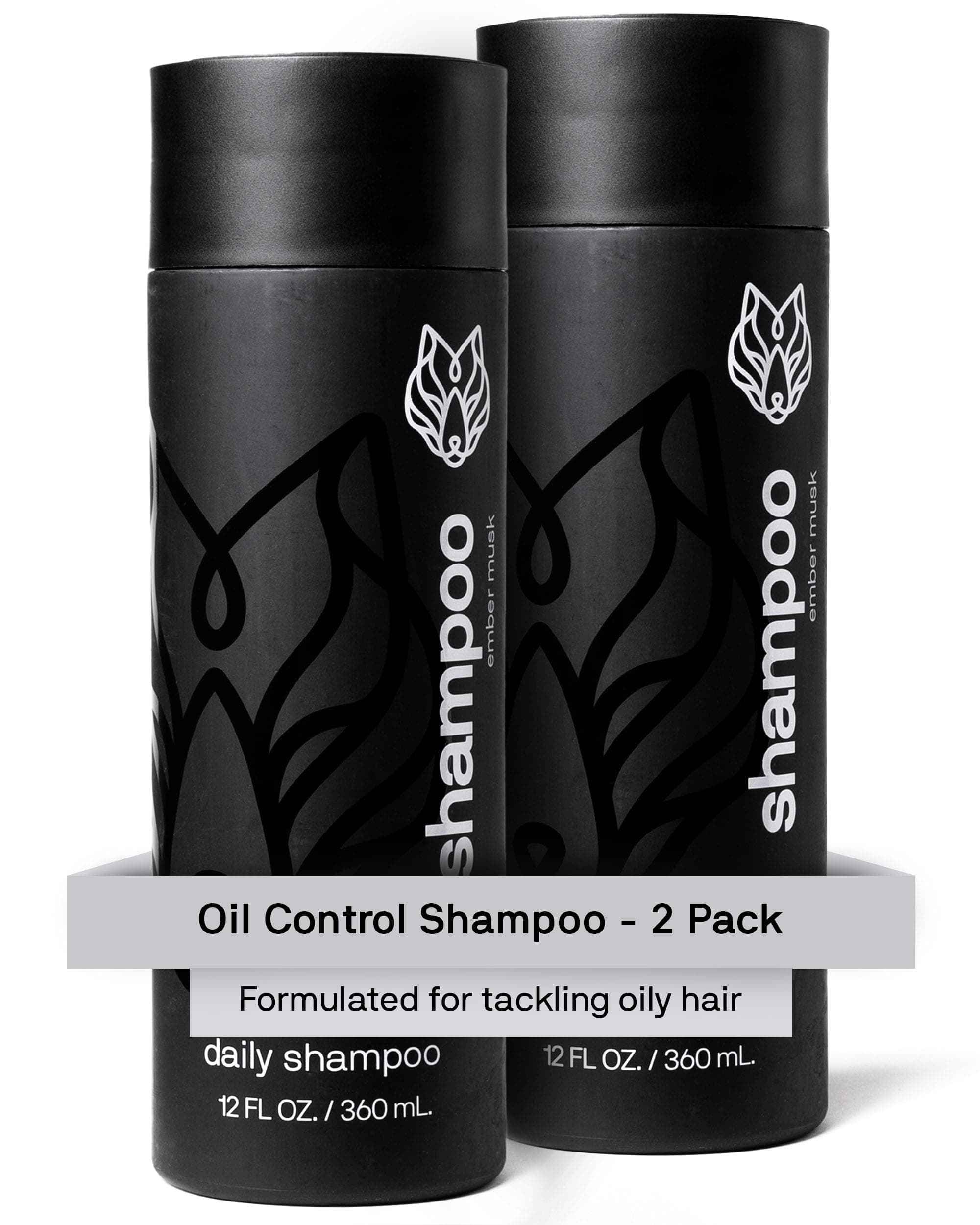 2-Pack Mens Shampoo for Oily Hair, 12 Fl Oz - Charcoal-Infused Oil Control Shampoo with Moisturizing & Deep Cleansing Formula Hydrates & Nourishes Scalp - Daily Hair Care for Men