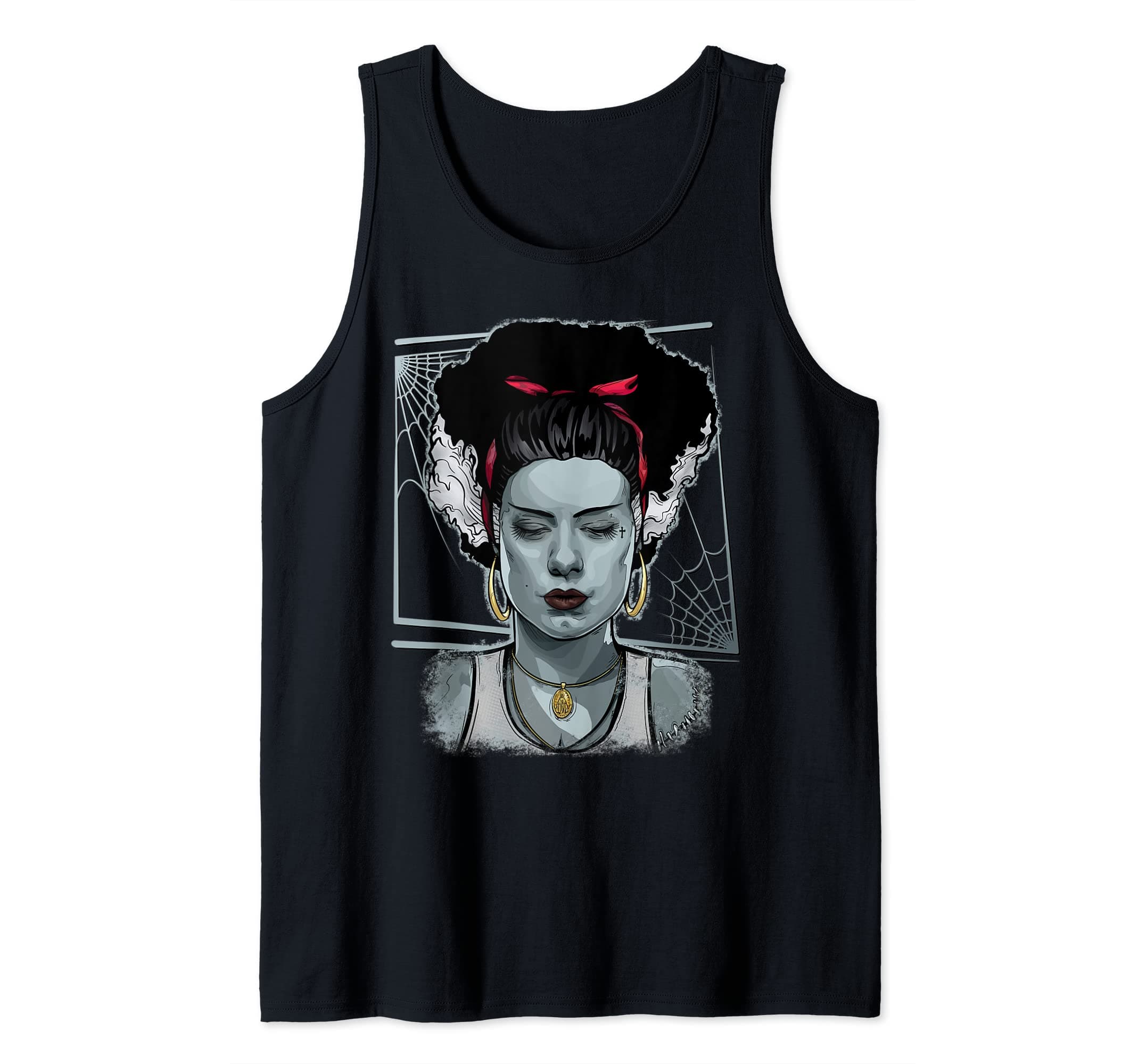 Franco DesignsFrankenchola Halloween Bride of Frankenstein Tank Top