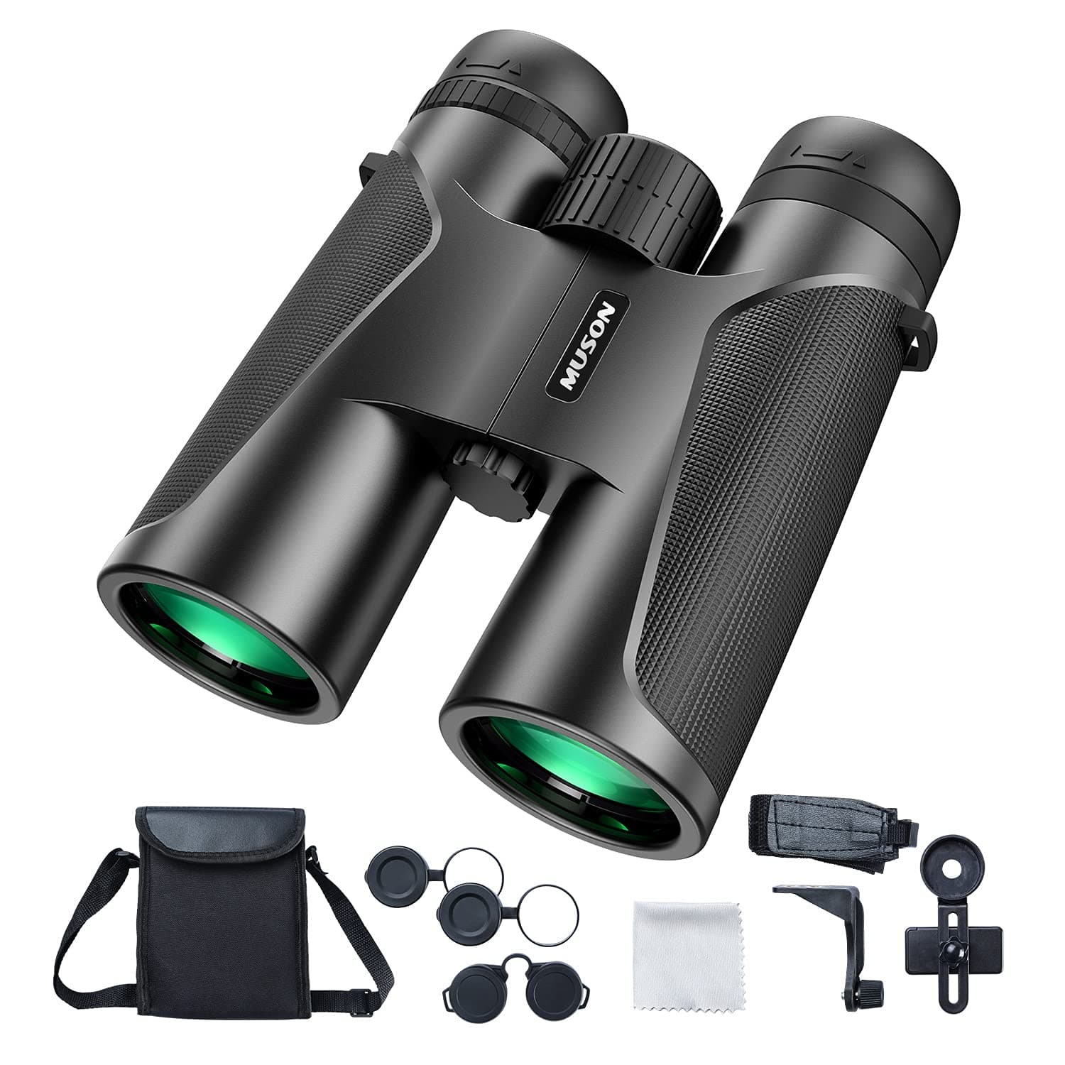 muson Binoculars for Adults 12X42 HD Binoculars with Clear and Bright View for Bird Watching/Concert/Sports/Hiking/Hunting Sturdy Binoculars with Universal Phone Adapter for Photography