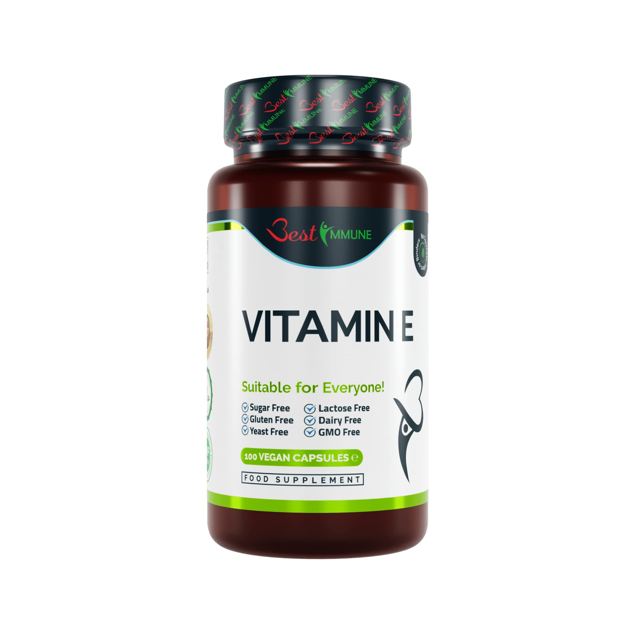 100% Natural Vitamin E 500iu Improved Formula 100 Vegan Cruelty Free Capsules