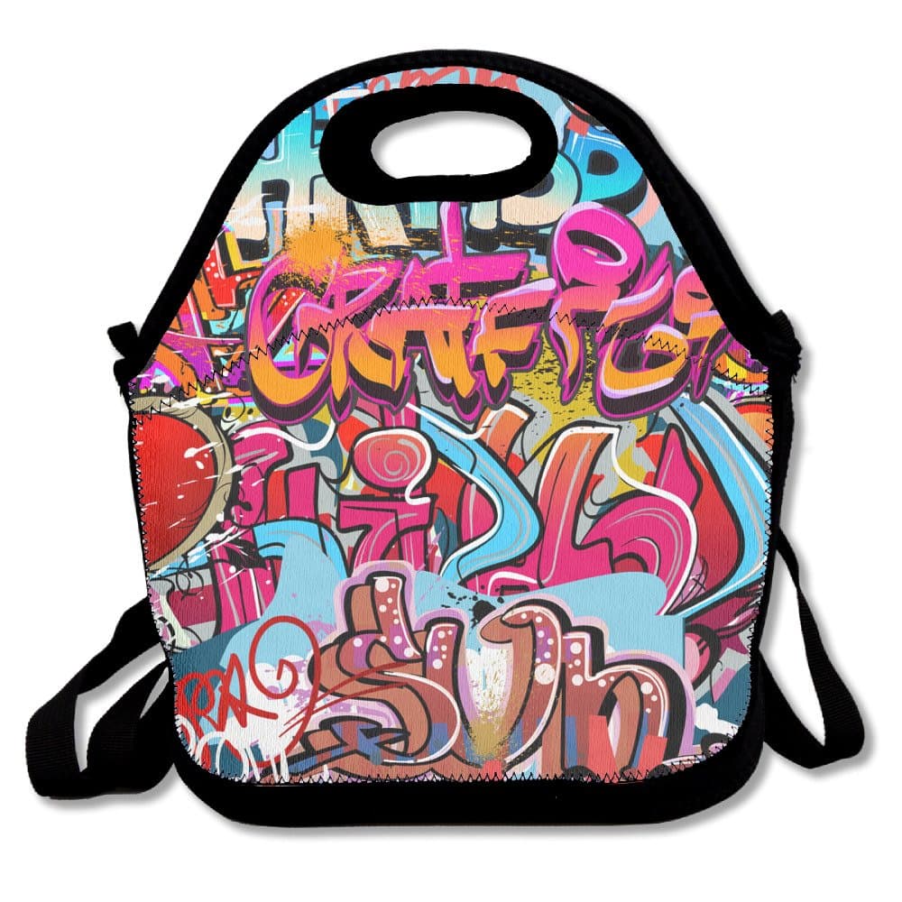 Engguaneuw Lunch Box Street Graffiti 01 Picnic Bag Backpack Black