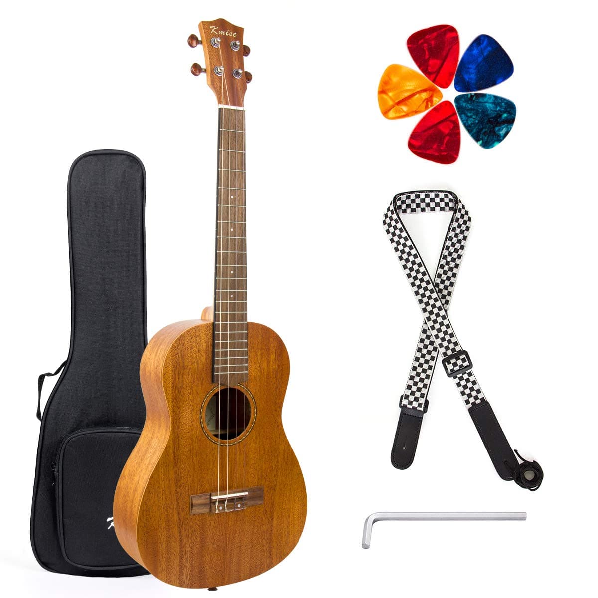 Kmise Baritone Ukulele,Ukelele 30 inch Professional Mahogany Uke with DGBE String Strap Ukalalee Picks