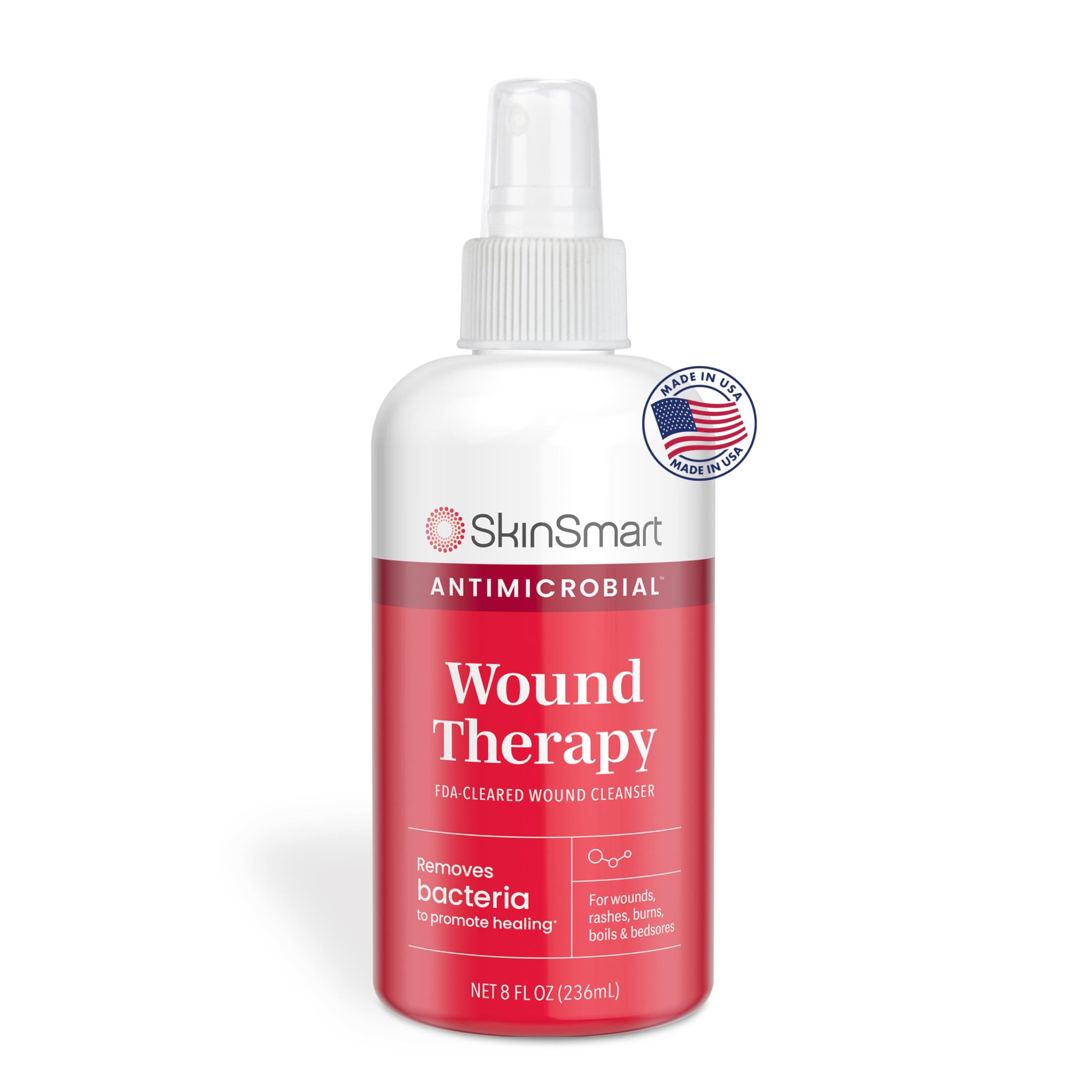 Wound Therapy, Hypochlorous Acid Safely Removes Bacteria so Wounds Can Heal, 8 Ounce Clear Spray