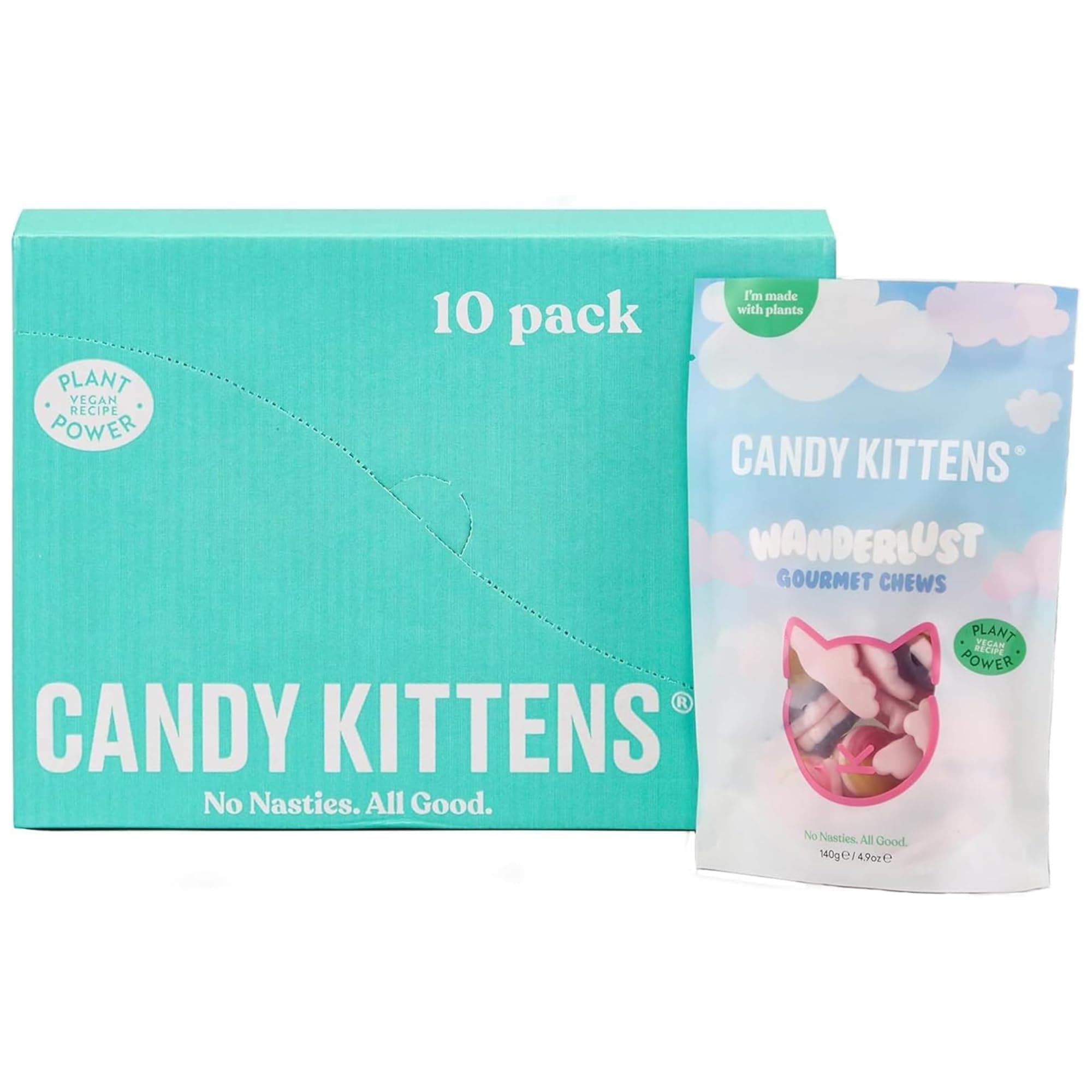 Candy Kittens Vegan Sweets, Wanderlust (140g, Pack of 10) – Fizzy Sweets, Che...