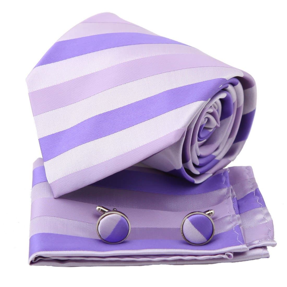 Pink Stripes Woven Silk Tie Handkerchiefs Cufflinks Gift Box Set lavender blush mens style Pointe Tie PH1073 One Size lavender blush