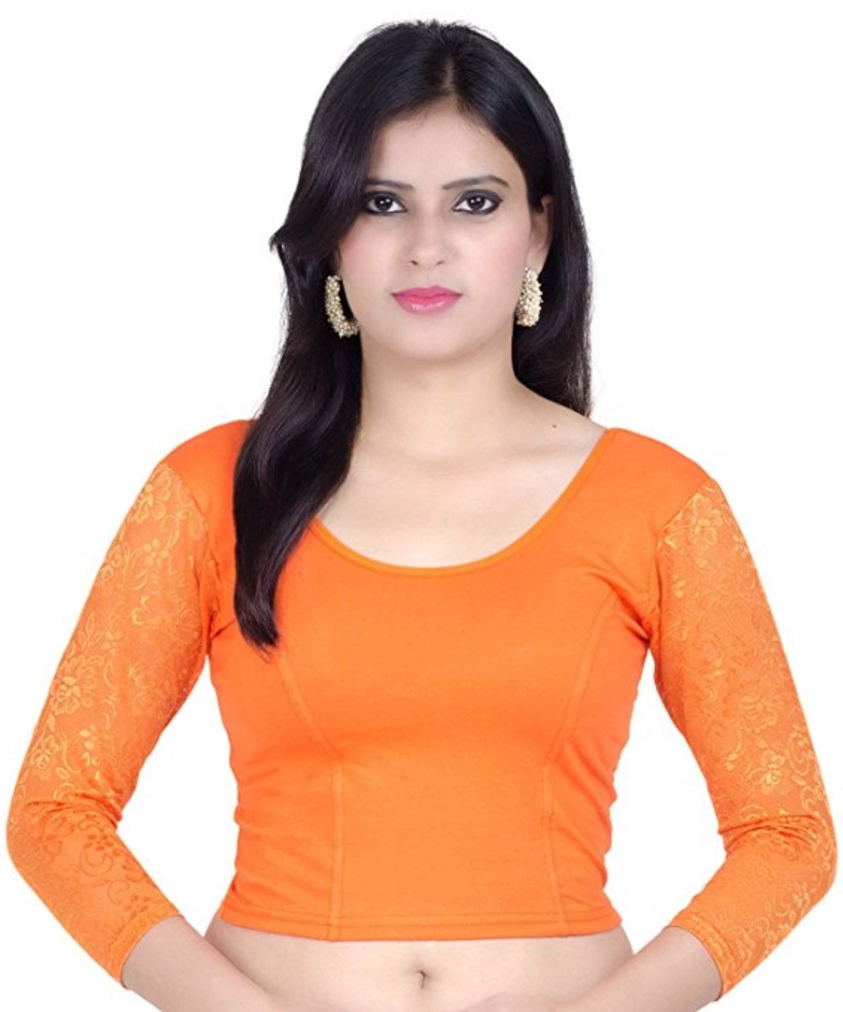 Fressia FabricsReadymade free Size saree blouse for women party wear choli, Orange